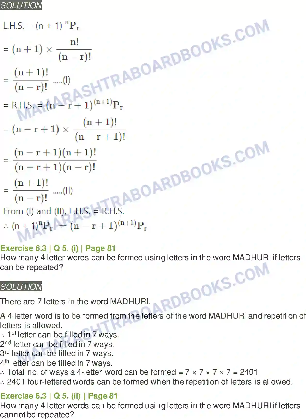 Maharashtra Board Solution class-11 Mathematics+&+Statistics+-+2 Permutations and Combinations Image 25