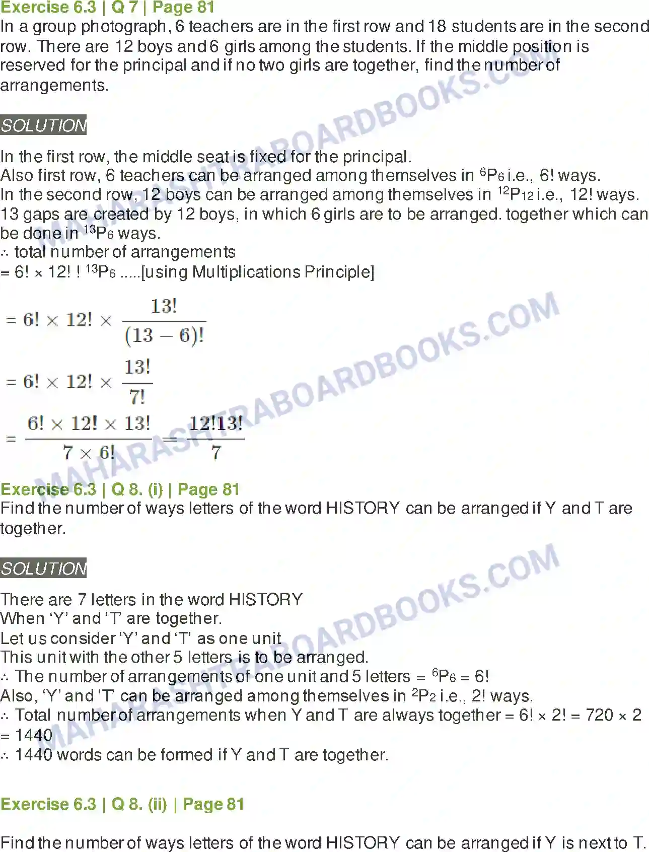 Maharashtra Board Solution class-11 Mathematics+&+Statistics+-+2 Permutations and Combinations Image 28