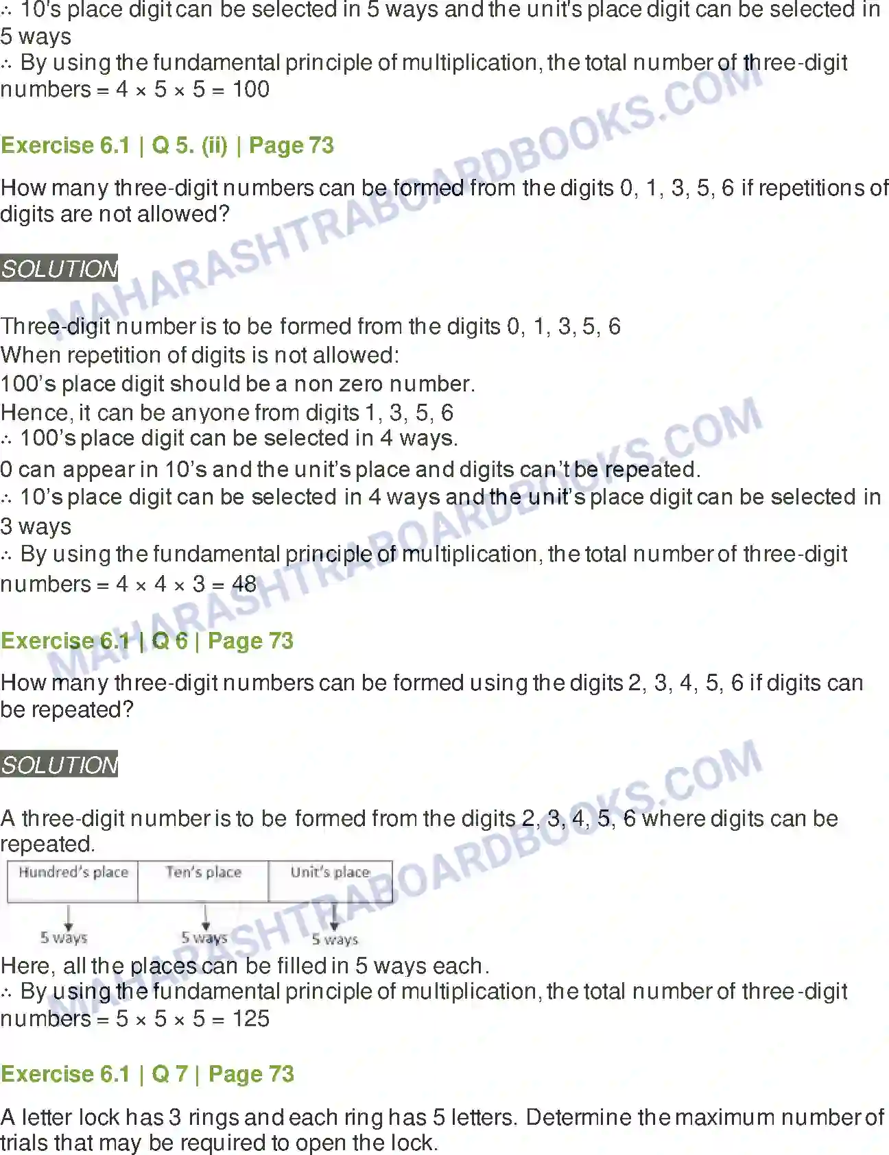 Maharashtra Board Solution class-11 Mathematics+&+Statistics+-+2 Permutations and Combinations Image 3