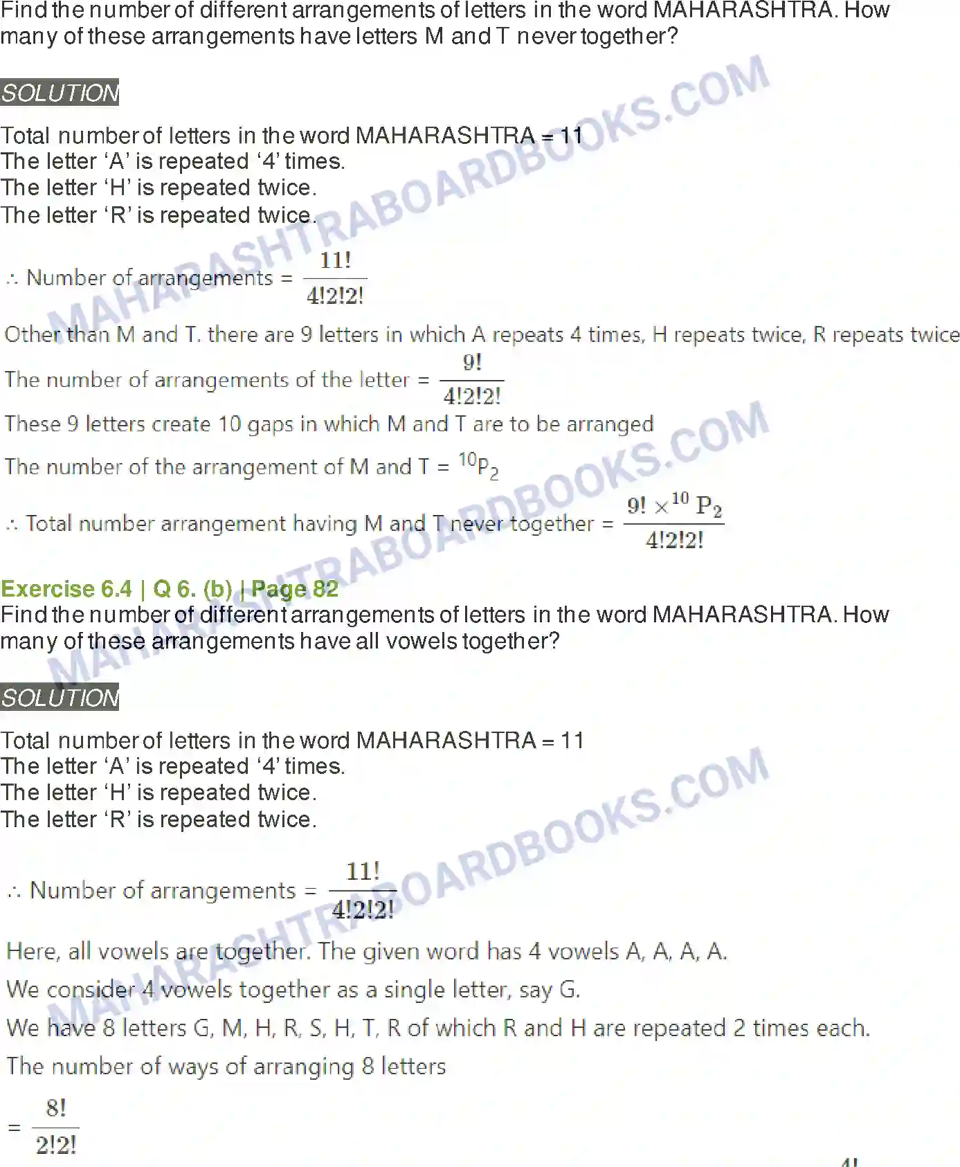 Maharashtra Board Solution class-11 Mathematics+&+Statistics+-+2 Permutations and Combinations Image 37