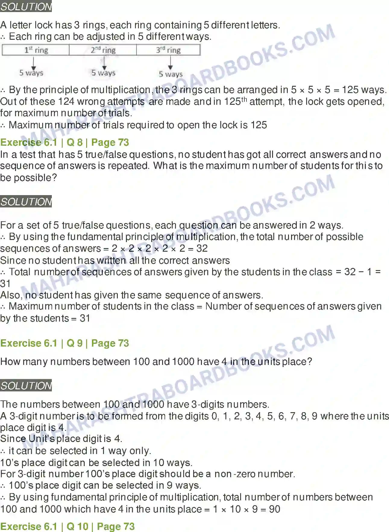 Maharashtra Board Solution class-11 Mathematics+&+Statistics+-+2 Permutations and Combinations Image 4