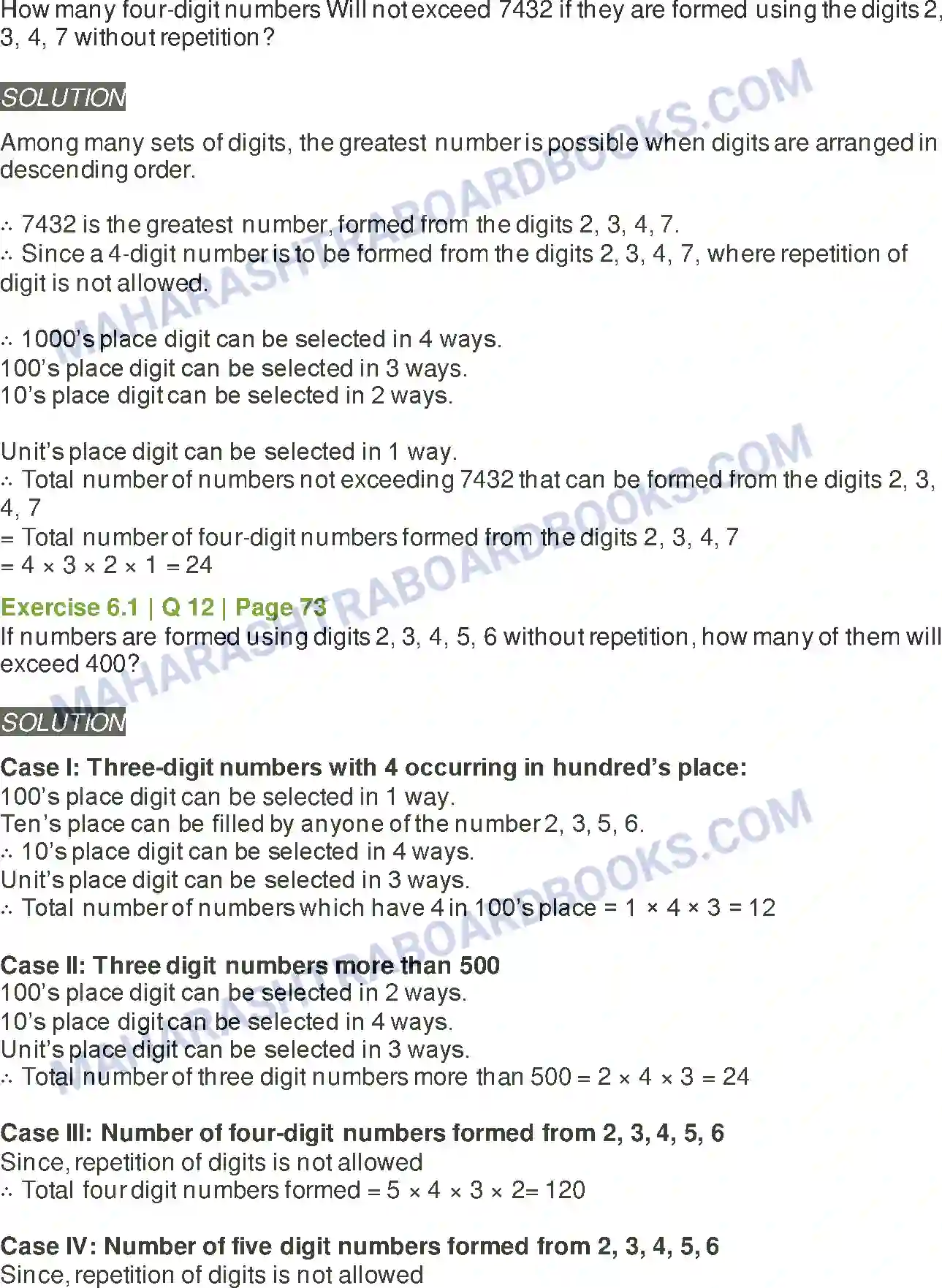 Maharashtra Board Solution class-11 Mathematics+&+Statistics+-+2 Permutations and Combinations Image 6