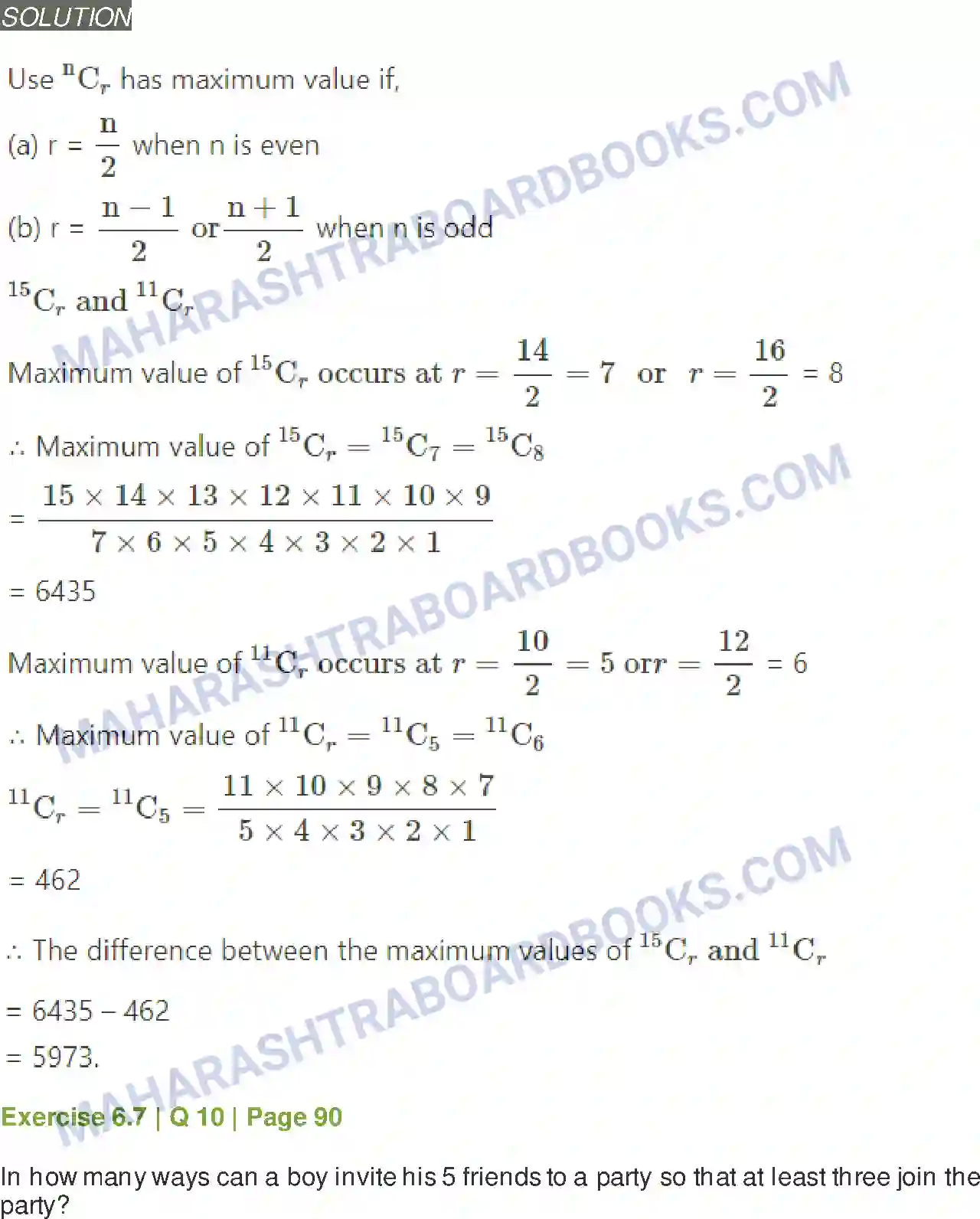 Maharashtra Board Solution class-11 Mathematics+&+Statistics+-+2 Permutations and Combinations Image 71