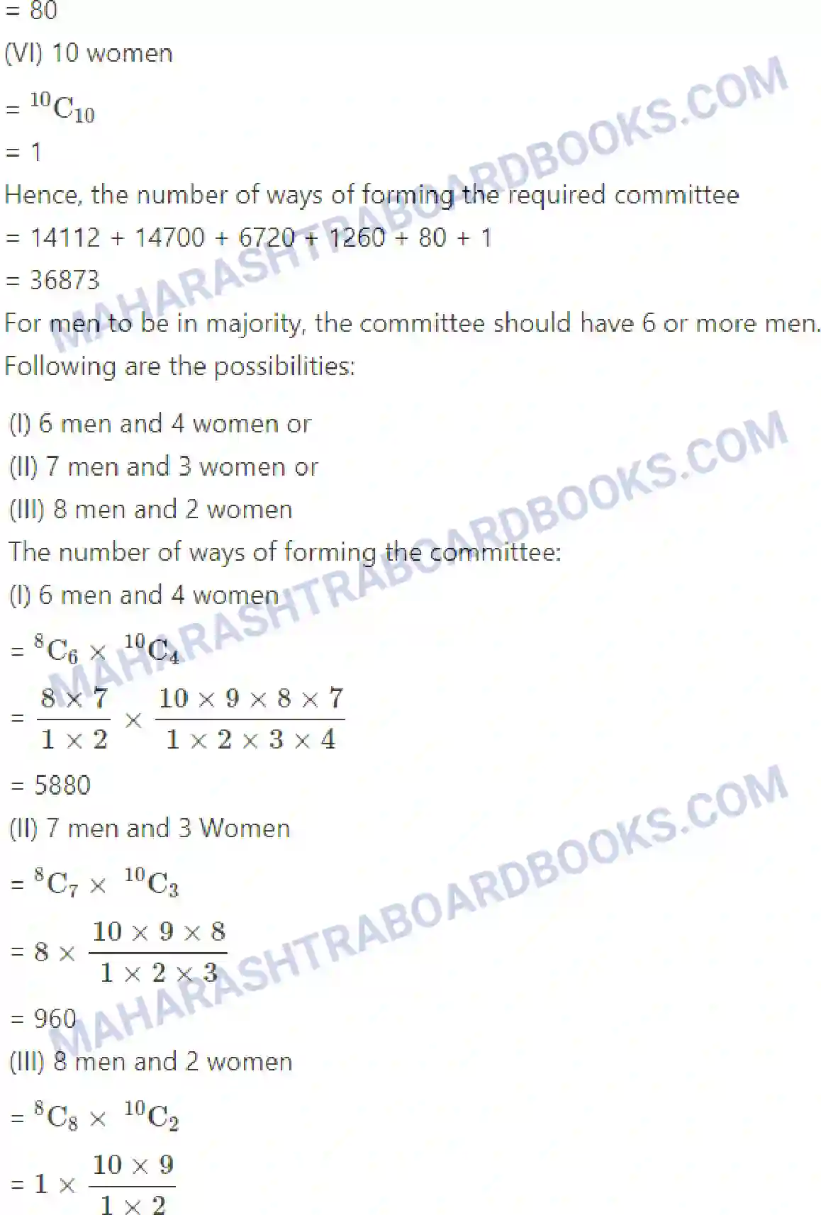 Maharashtra Board Solution class-11 Mathematics+&+Statistics+-+2 Permutations and Combinations Image 75