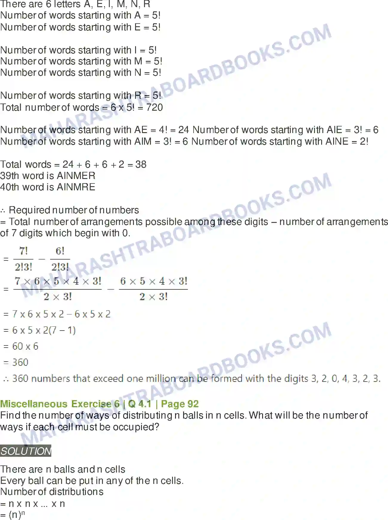 Maharashtra Board Solution class-11 Mathematics+&+Statistics+-+2 Permutations and Combinations Image 81