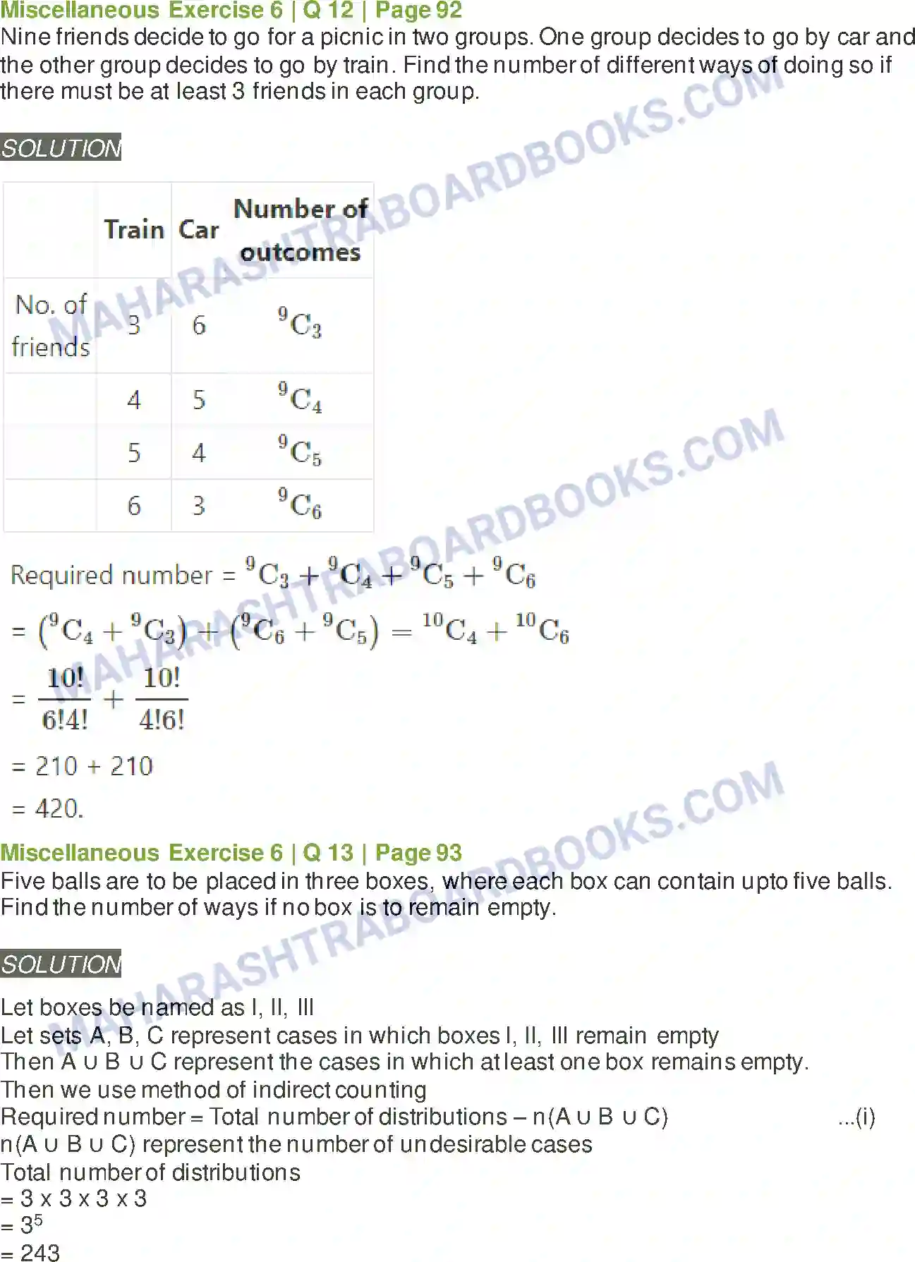 Maharashtra Board Solution class-11 Mathematics+&+Statistics+-+2 Permutations and Combinations Image 85