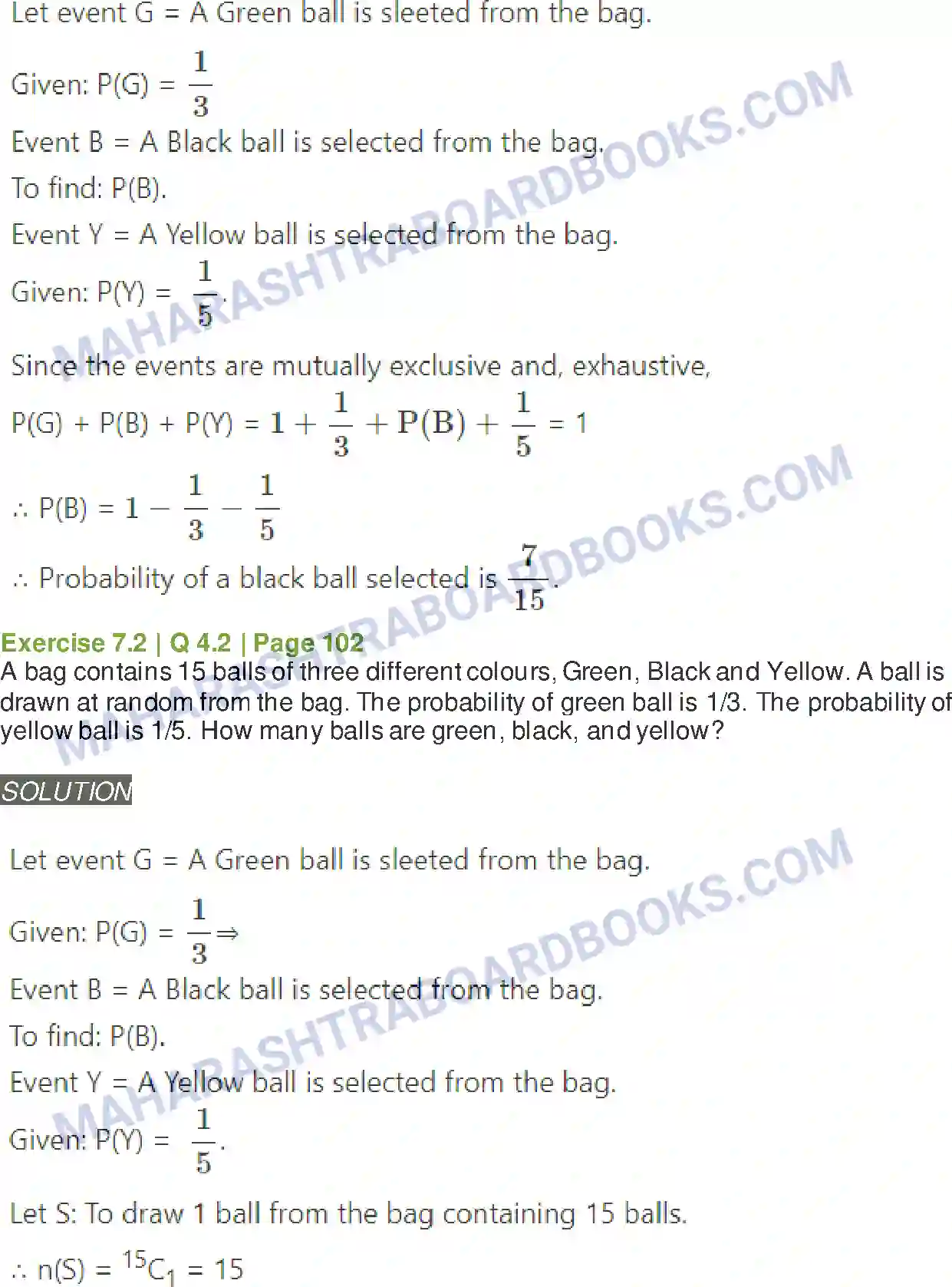 Maharashtra Board Solution class-11 Mathematics+&+Statistics+-+2 Probability Image 17