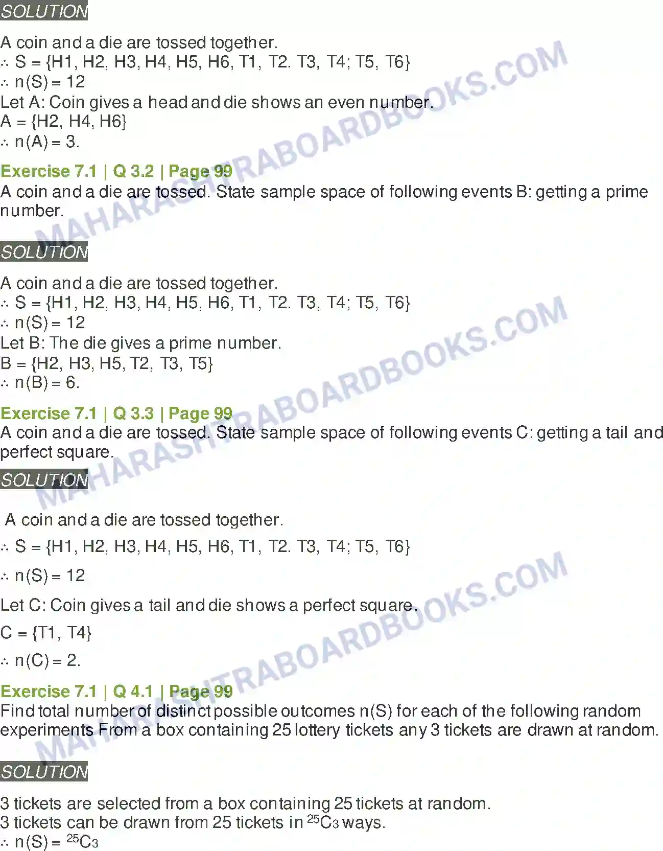 Maharashtra Board Solution class-11 Mathematics+&+Statistics+-+2 Probability Image 2