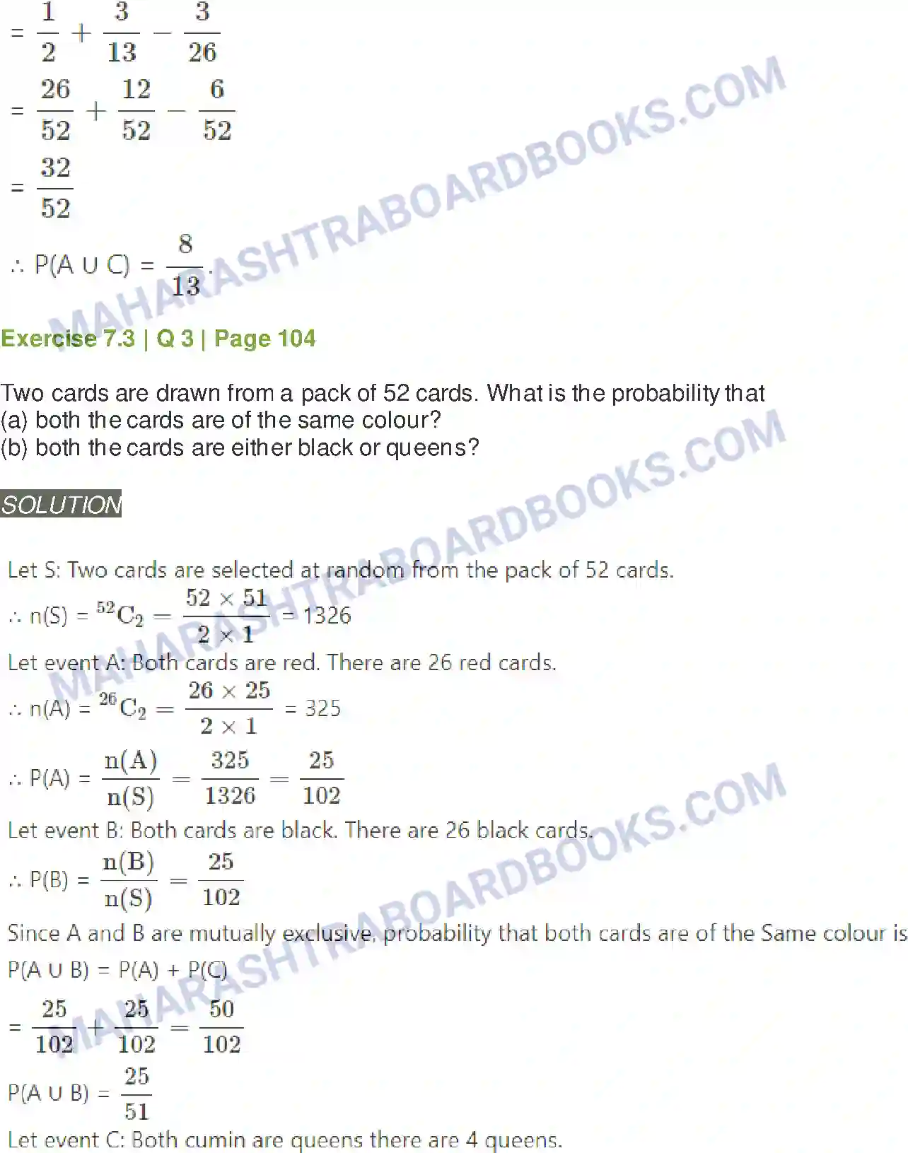 Maharashtra Board Solution class-11 Mathematics+&+Statistics+-+2 Probability Image 30