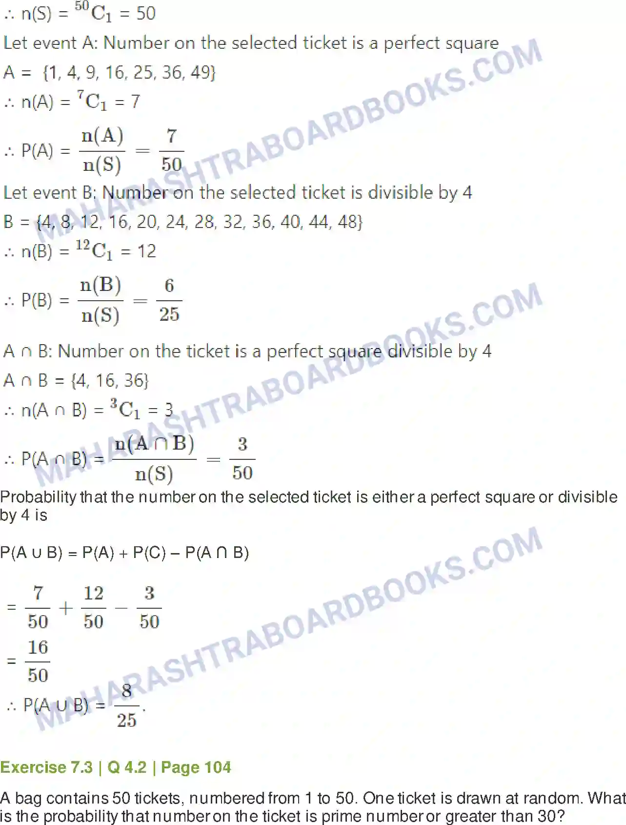 Maharashtra Board Solution class-11 Mathematics+&+Statistics+-+2 Probability Image 32