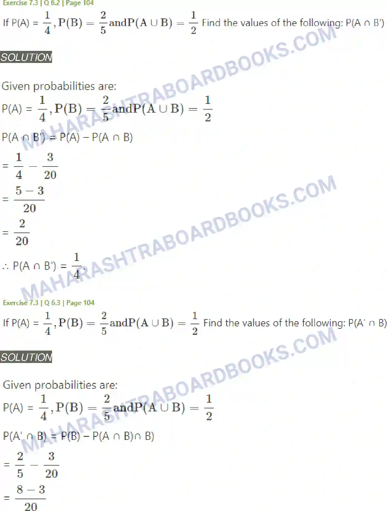 Maharashtra Board Solution class-11 Mathematics+&+Statistics+-+2 Probability Image 38