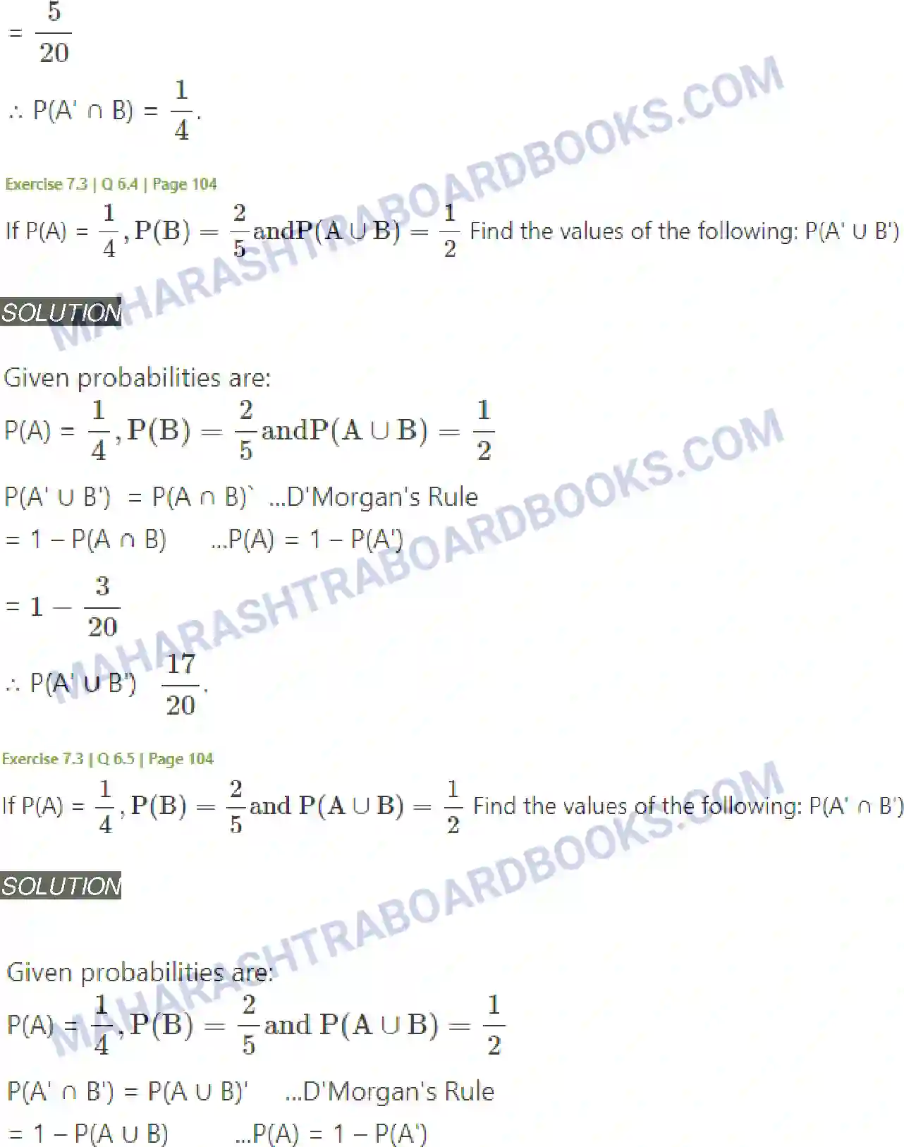 Maharashtra Board Solution class-11 Mathematics+&+Statistics+-+2 Probability Image 39