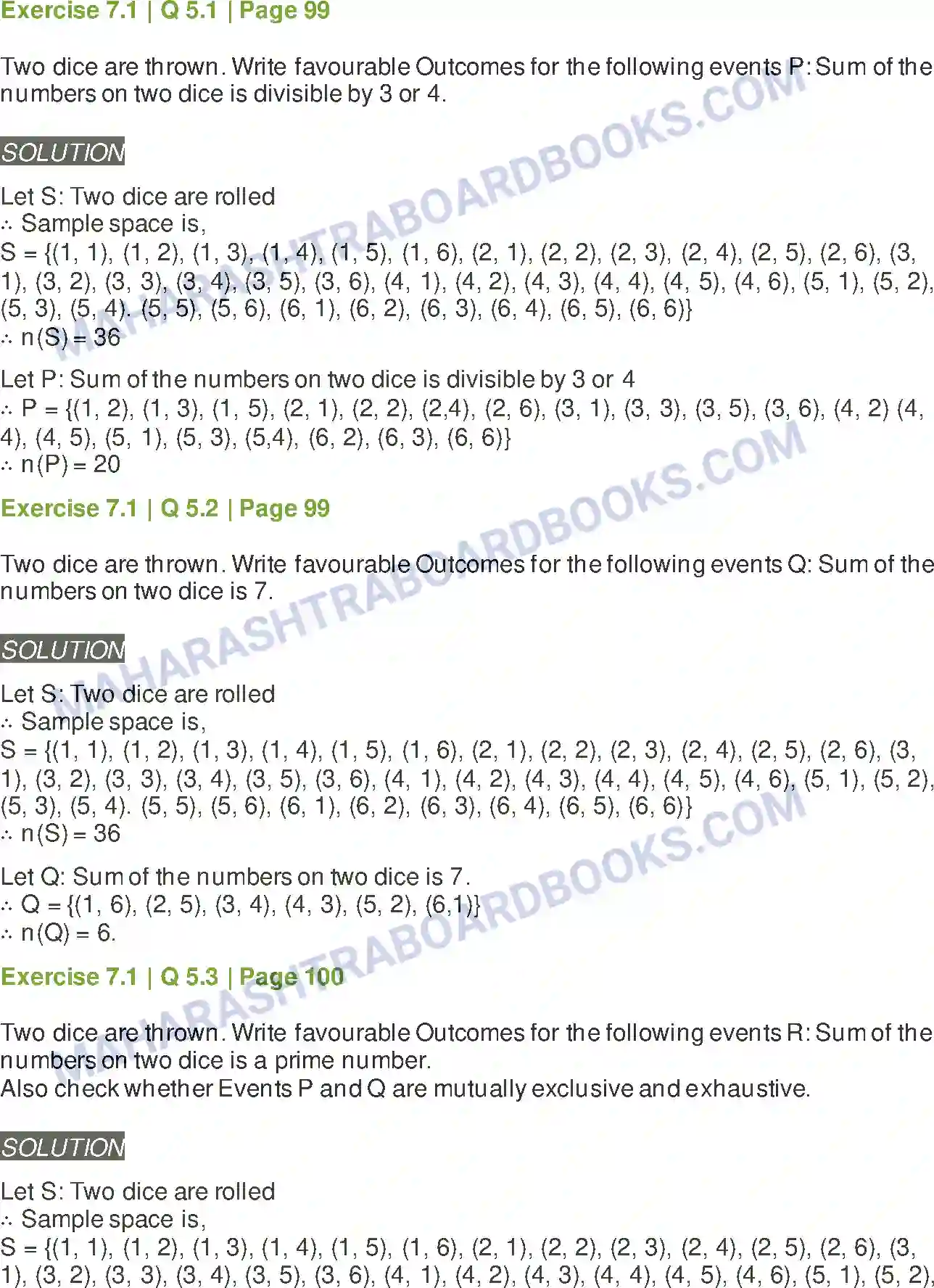 Maharashtra Board Solution class-11 Mathematics+&+Statistics+-+2 Probability Image 4