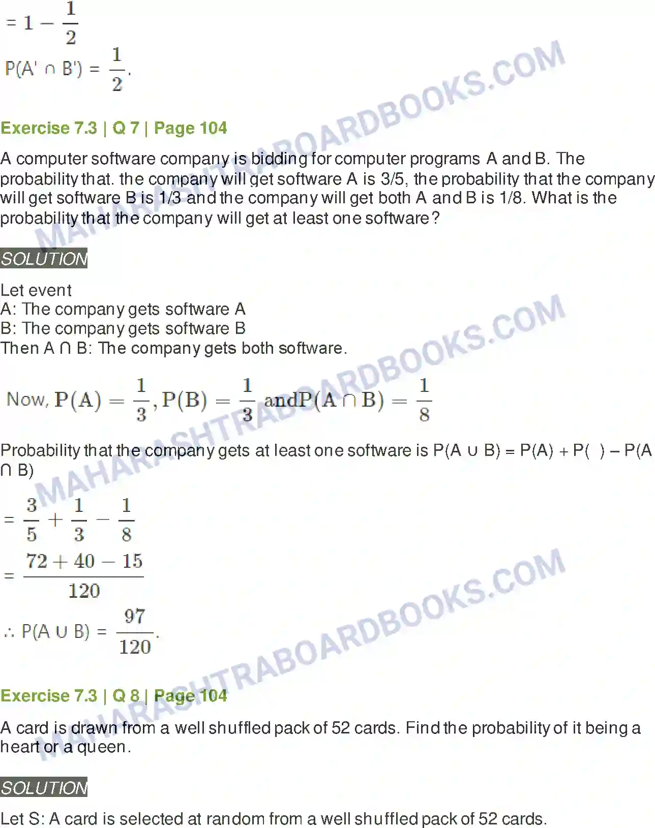 Maharashtra Board Solution class-11 Mathematics+&+Statistics+-+2 Probability Image 40