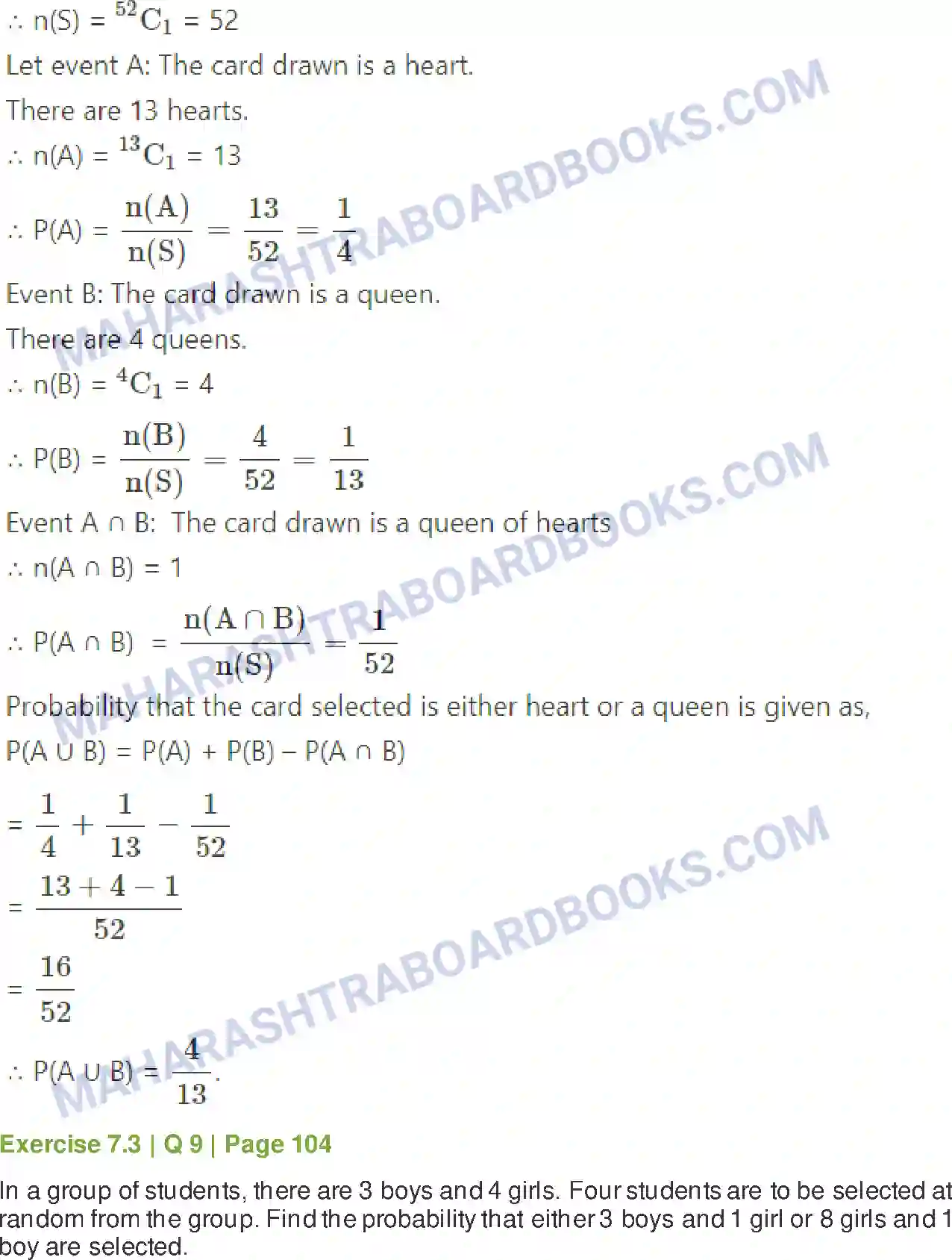 Maharashtra Board Solution class-11 Mathematics+&+Statistics+-+2 Probability Image 41