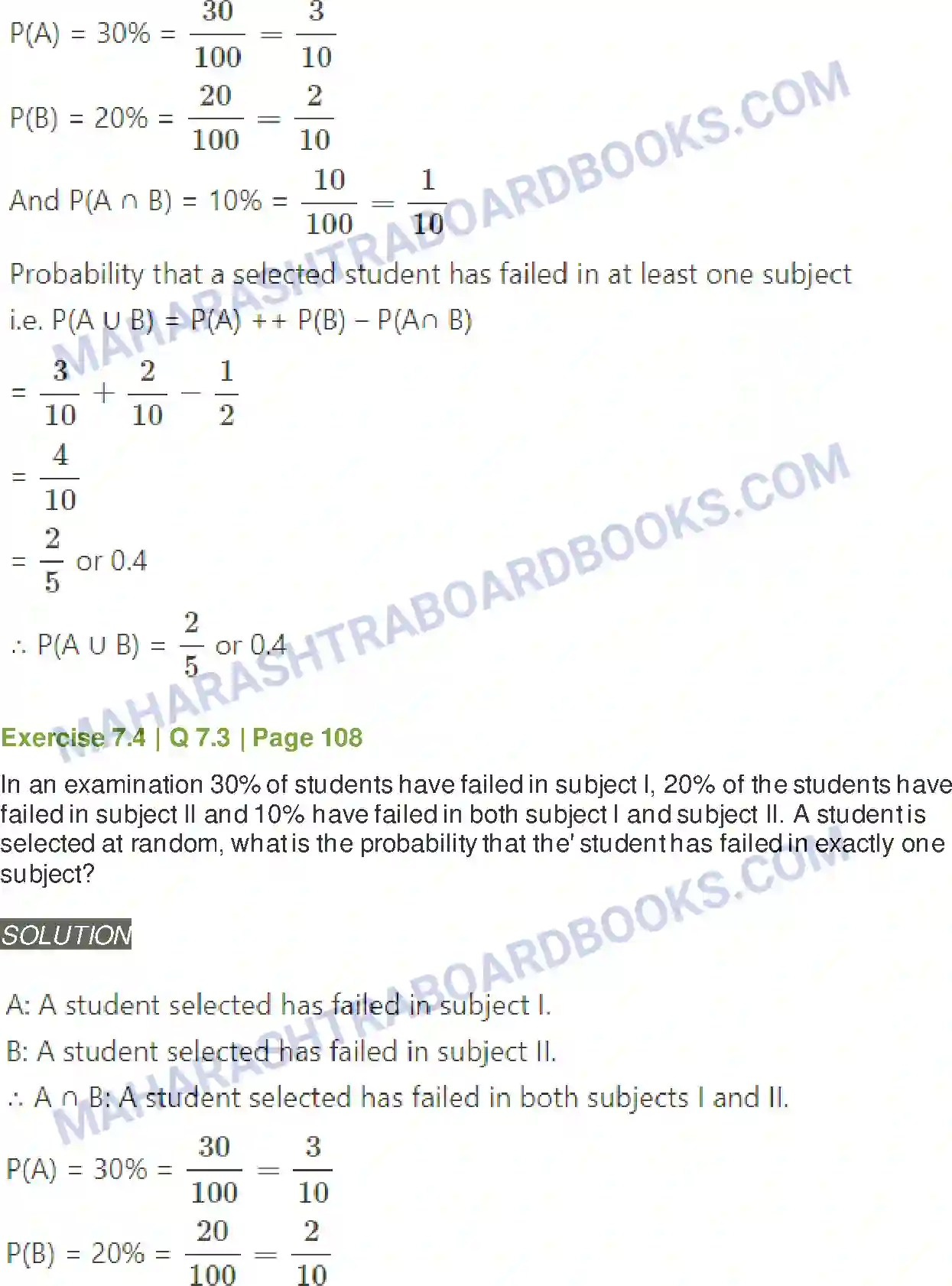 Maharashtra Board Solution class-11 Mathematics+&+Statistics+-+2 Probability Image 50