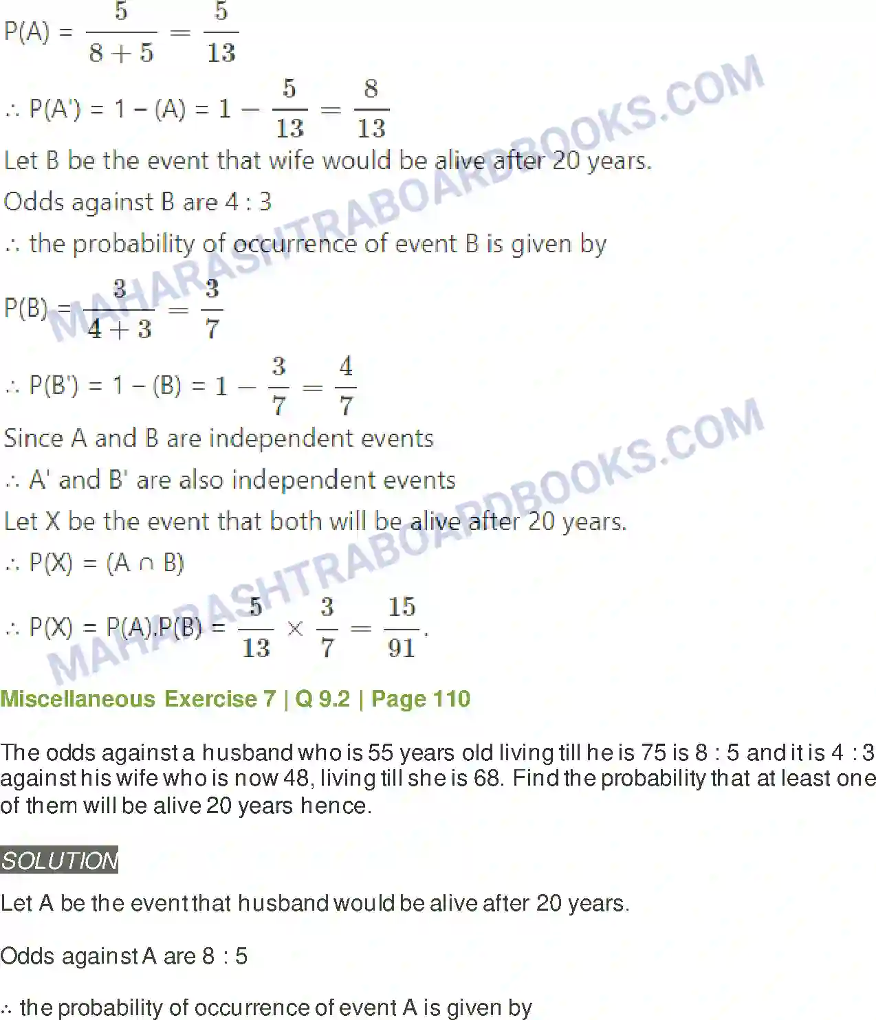 Maharashtra Board Solution class-11 Mathematics+&+Statistics+-+2 Probability Image 65