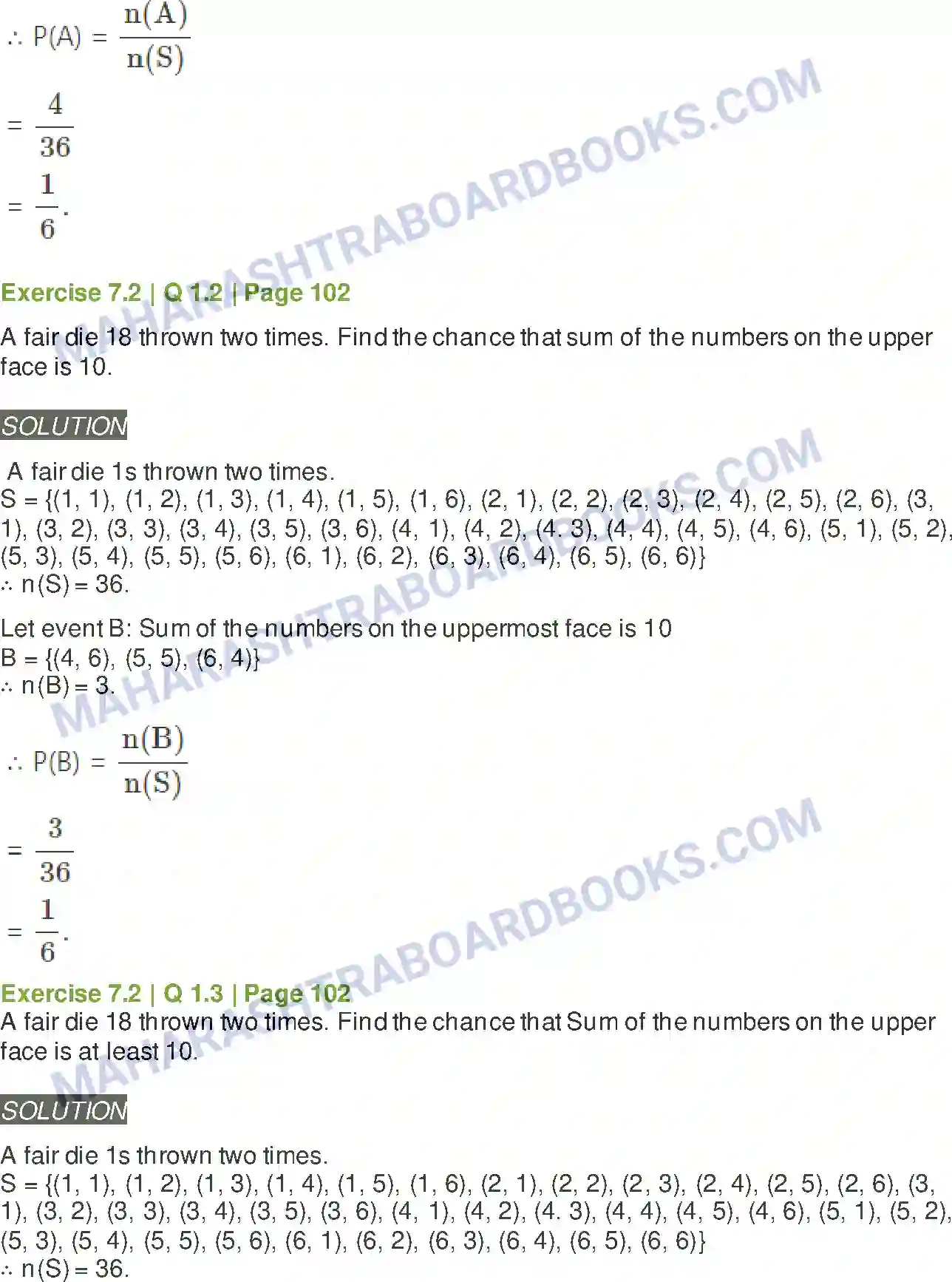 Maharashtra Board Solution class-11 Mathematics+&+Statistics+-+2 Probability Image 7