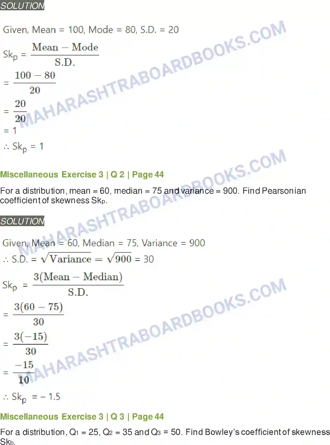 Maharashtra Board Solution class-11 Mathematics+&+Statistics+-+2 Skewness Image 12