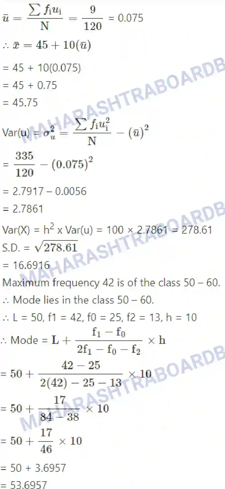 Maharashtra Board Solution class-11 Mathematics+&+Statistics+-+2 Skewness Image 19