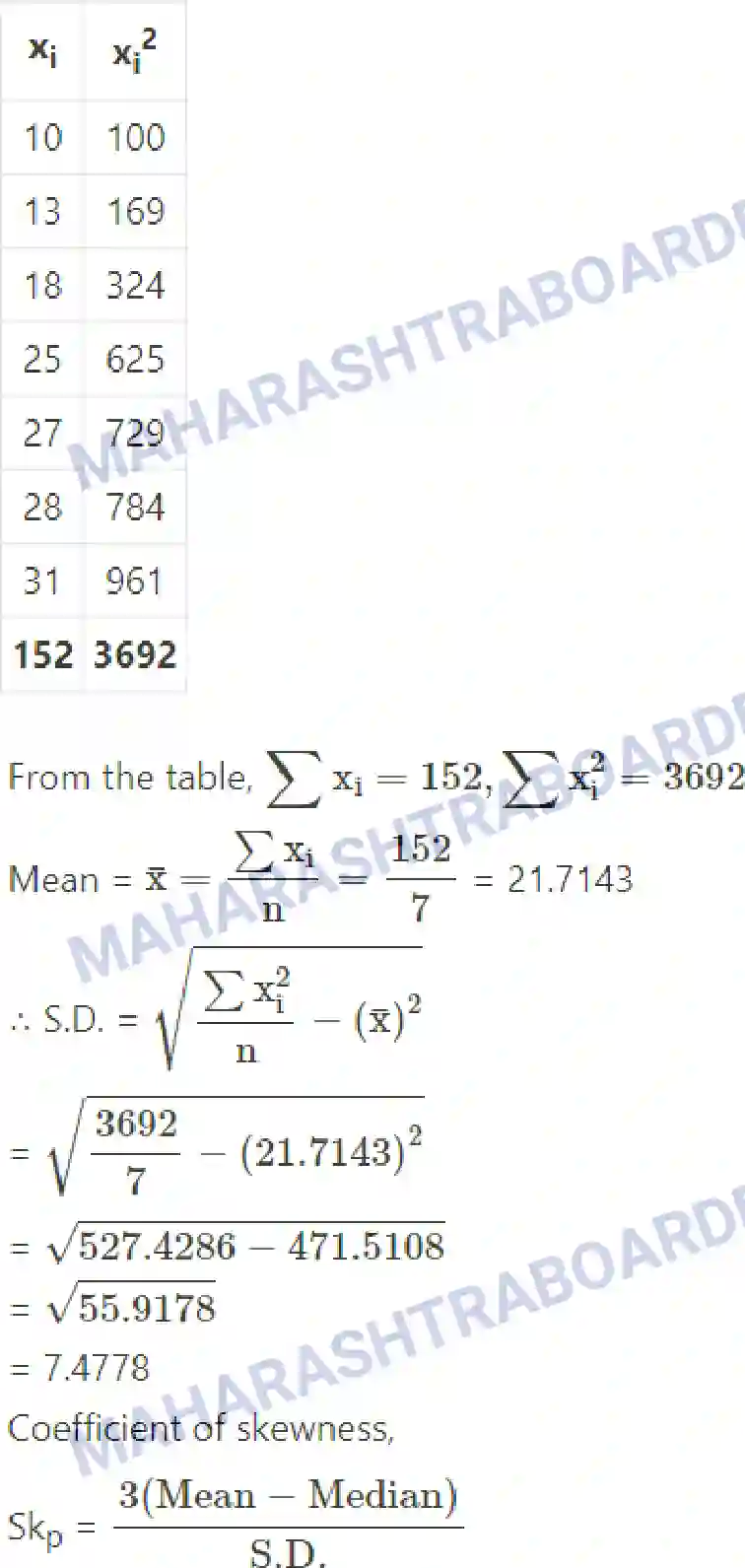 Maharashtra Board Solution class-11 Mathematics+&+Statistics+-+2 Skewness Image 24