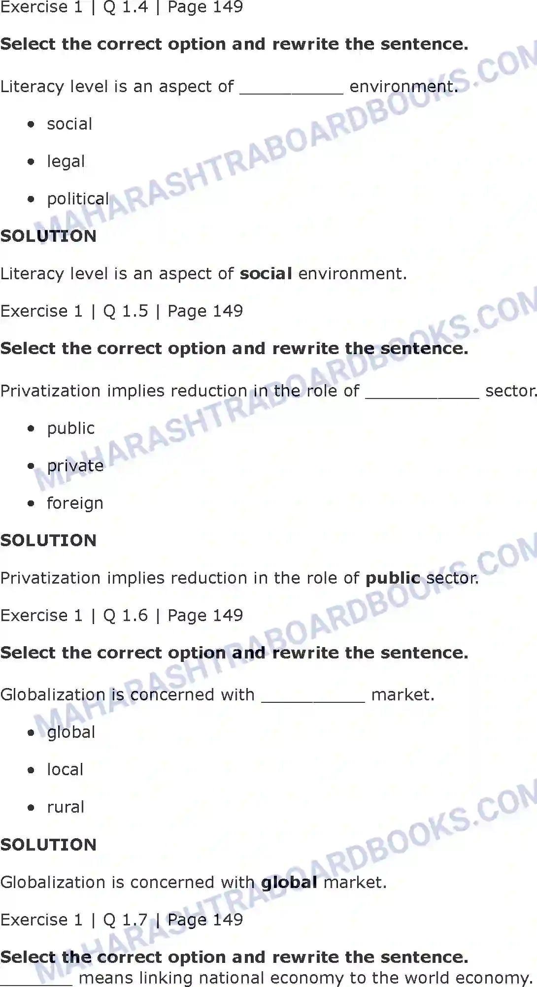 Maharashtra Board Solution class-11 Organisation+of+Commerce+and+Management+(OC) Business Enviroment Image 2