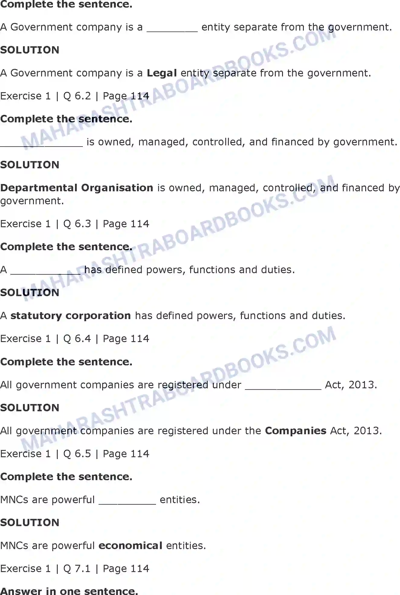 Maharashtra Board Solution class-11 Organisation+of+Commerce+and+Management+(OC) Forms of Business Organisation - 2 Image 11