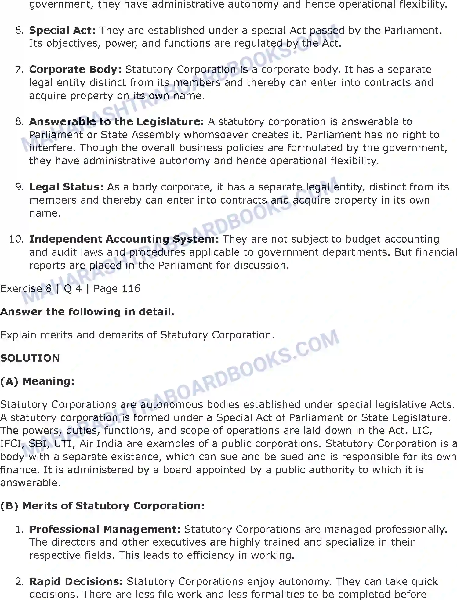 Maharashtra Board Solution class-11 Organisation+of+Commerce+and+Management+(OC) Forms of Business Organisation - 2 Image 40