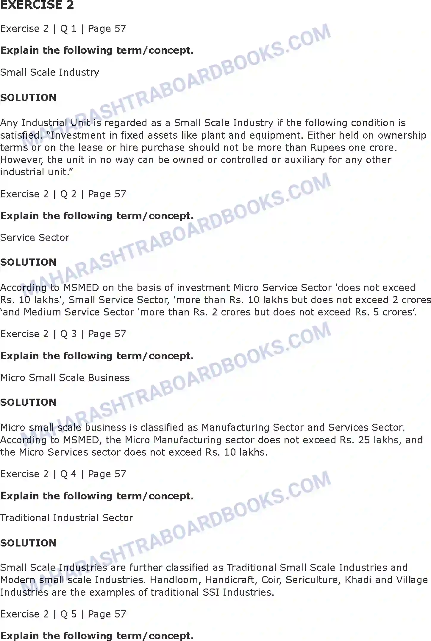 Maharashtra Board Solution class-11 Organisation+of+Commerce+and+Management+(OC) Small Scale Industry and Business Image 11