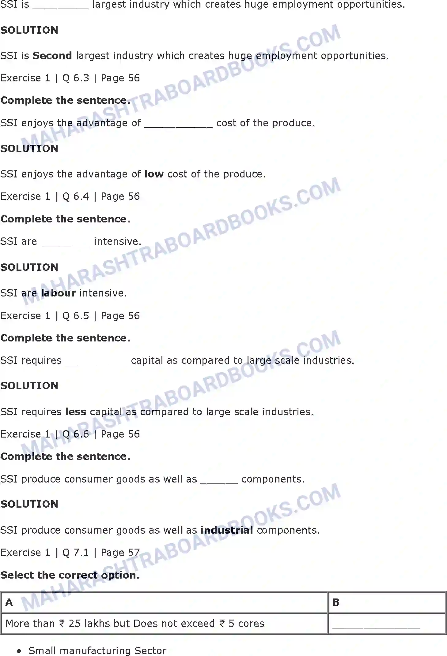 Maharashtra Board Solution class-11 Organisation+of+Commerce+and+Management+(OC) Small Scale Industry and Business Image 6