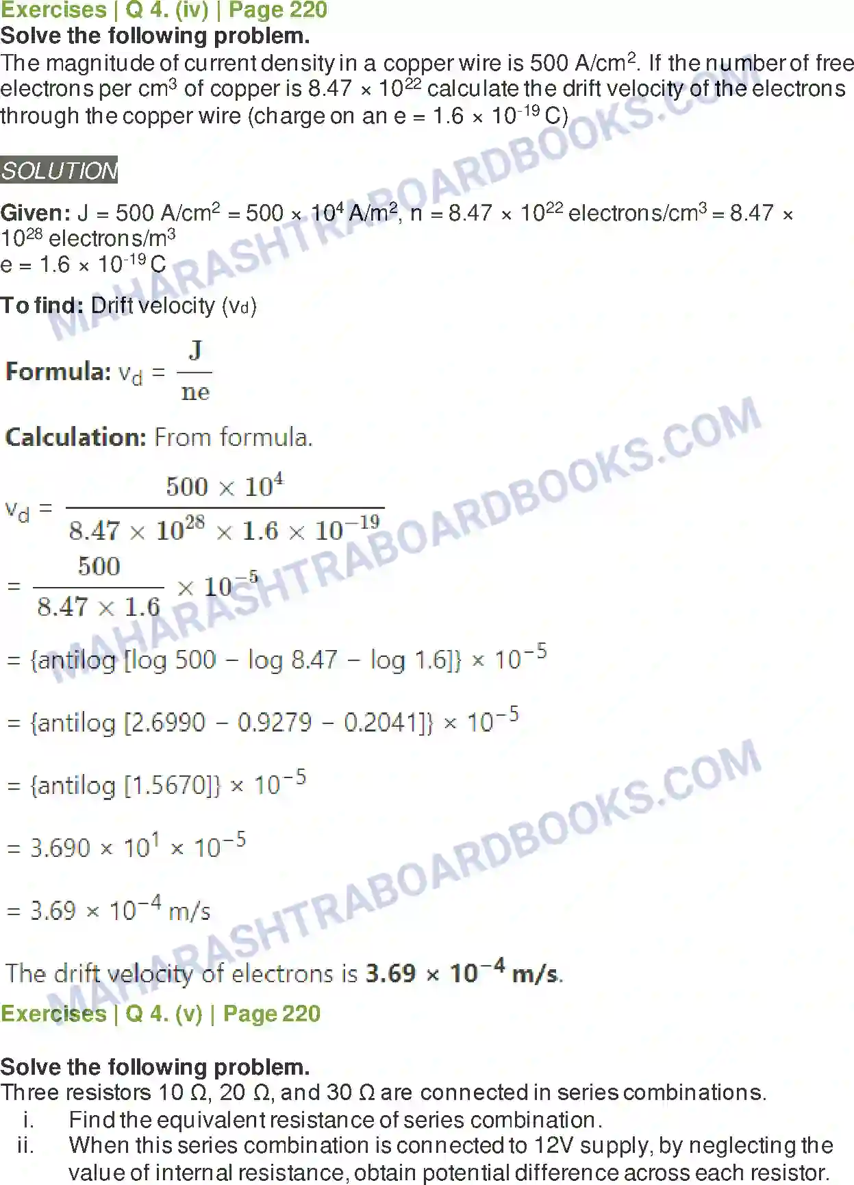 Maharashtra Board Solution Class-11 Physics Electric Current Through Conductors Image 11