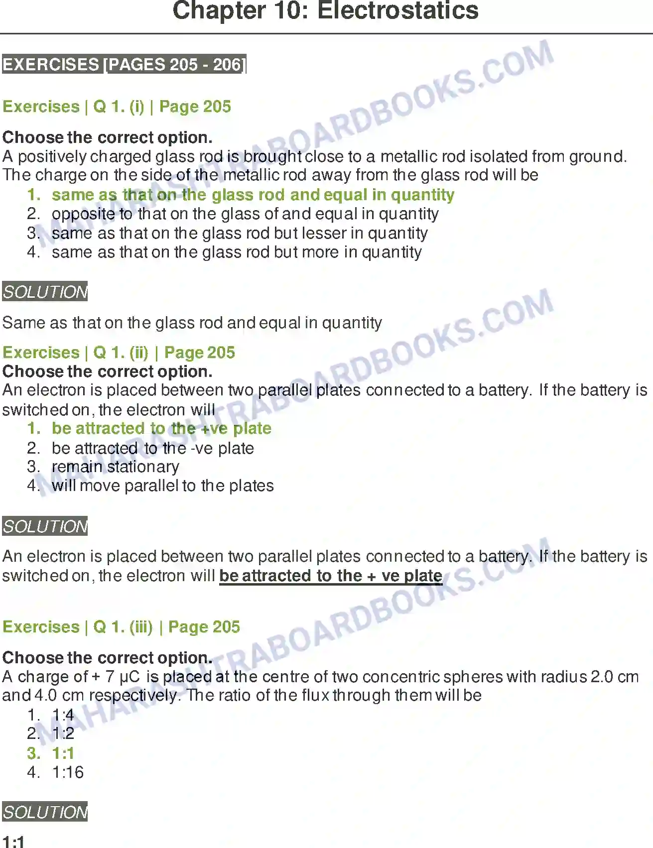 Maharashtra Board Solution Class-11 Physics Electrostatics Image 1