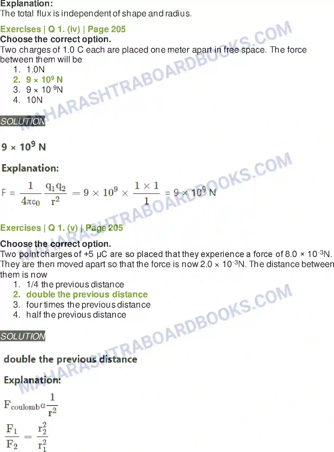 Maharashtra Board Solution Class-11 Physics Electrostatics Image 2