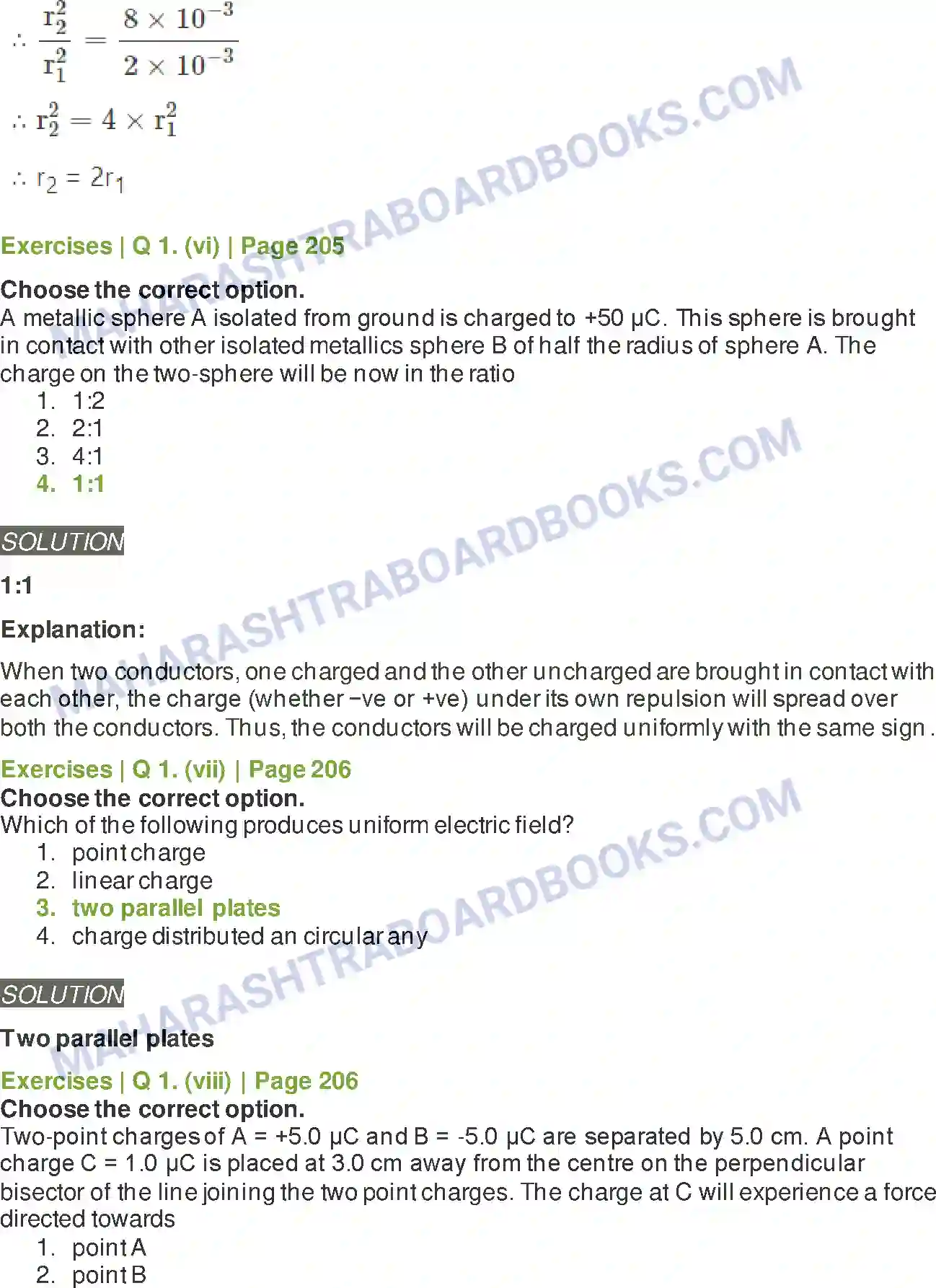 Maharashtra Board Solution Class-11 Physics Electrostatics Image 3