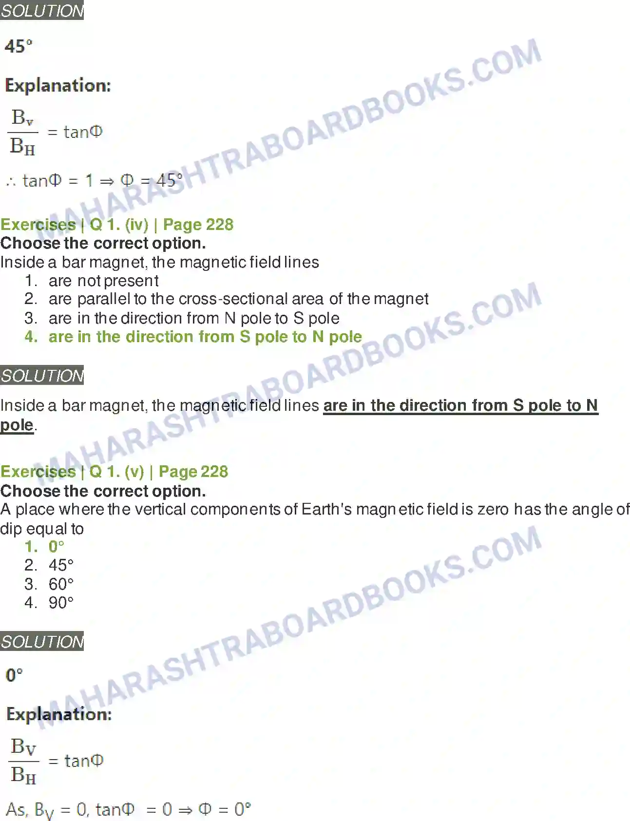 Maharashtra Board Solution Class-11 Physics Magnetism Image 2