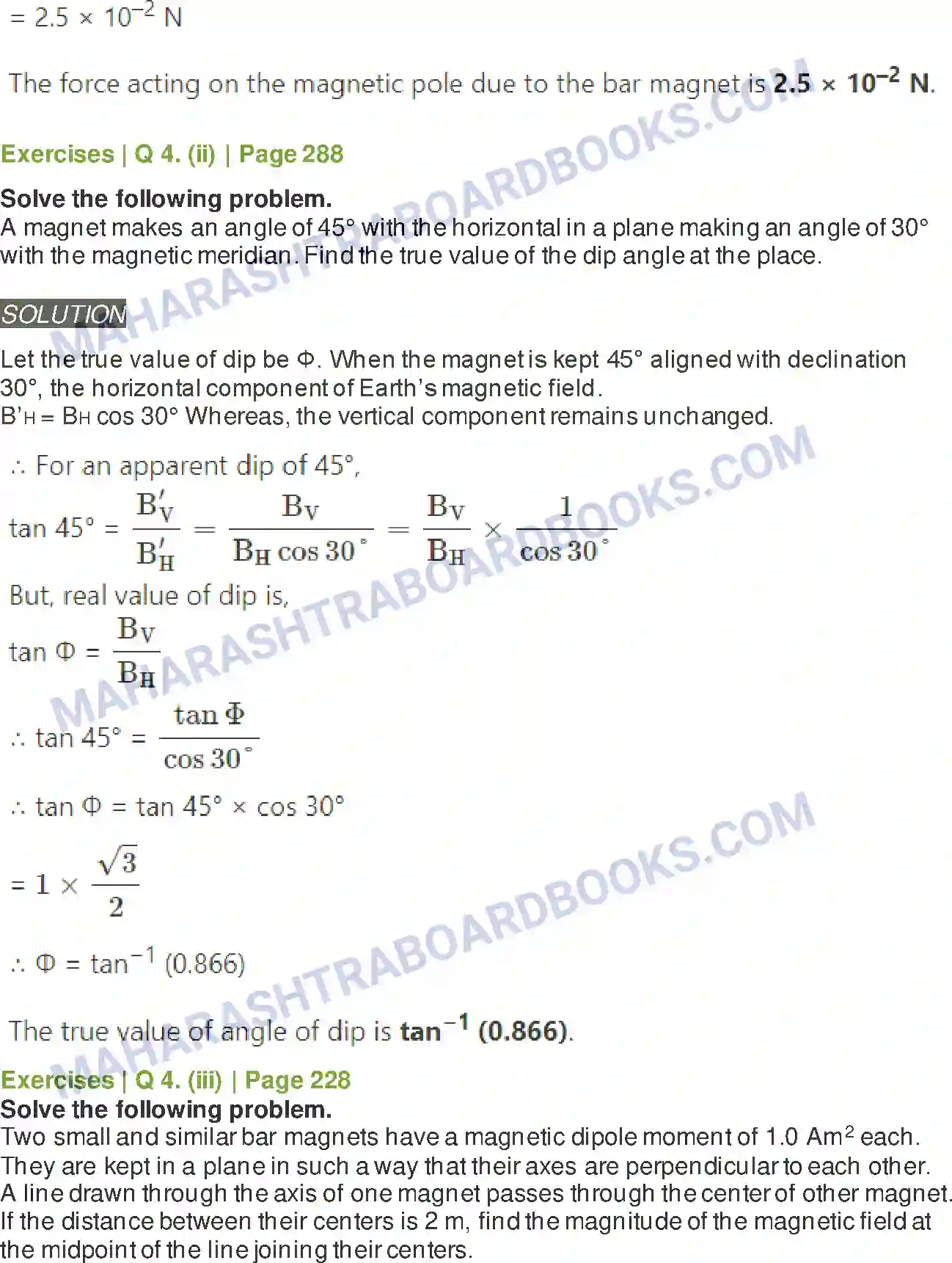 Maharashtra Board Solution Class-11 Physics Magnetism Image 8