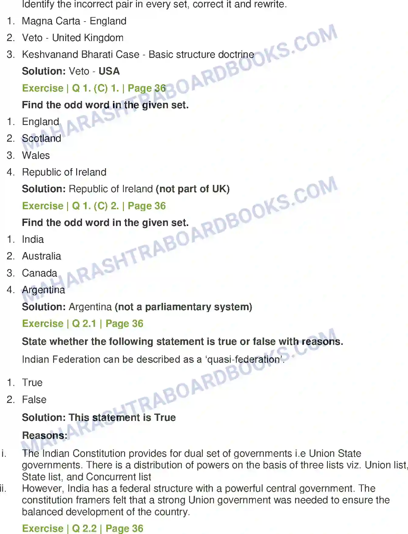 Maharashtra Board Solution Class-11 Political+Science Constitutional Government Image 2