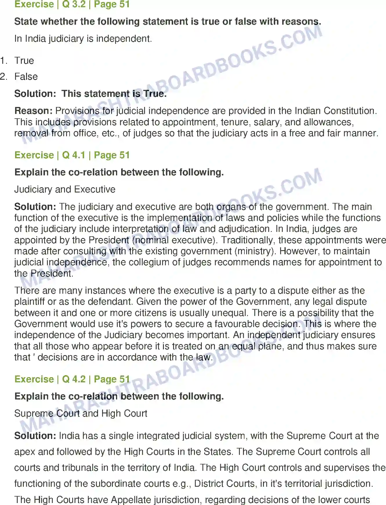 Maharashtra Board Solution Class-11 Political+Science Role of the Judiciary Image 3