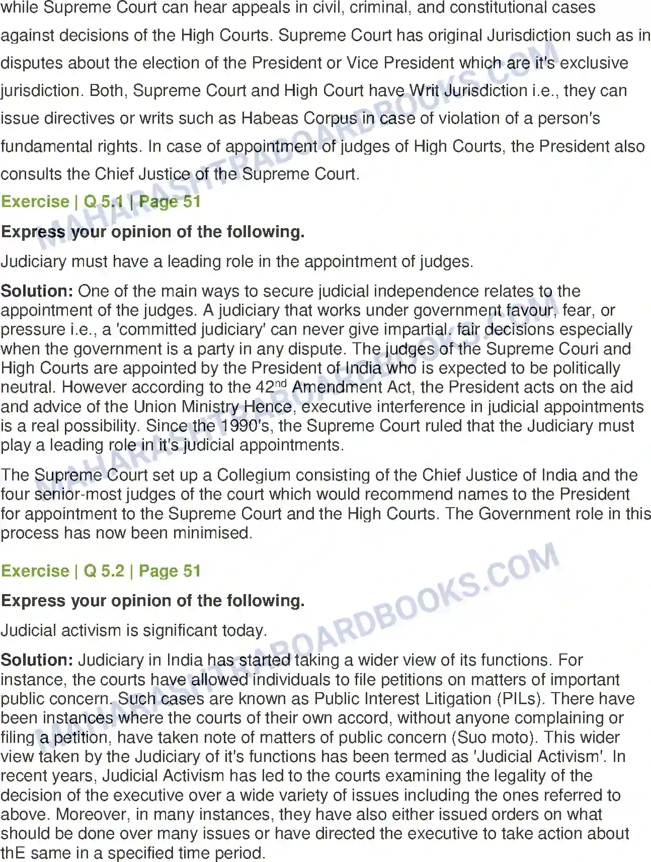 Maharashtra Board Solution Class-11 Political+Science Role of the Judiciary Image 4