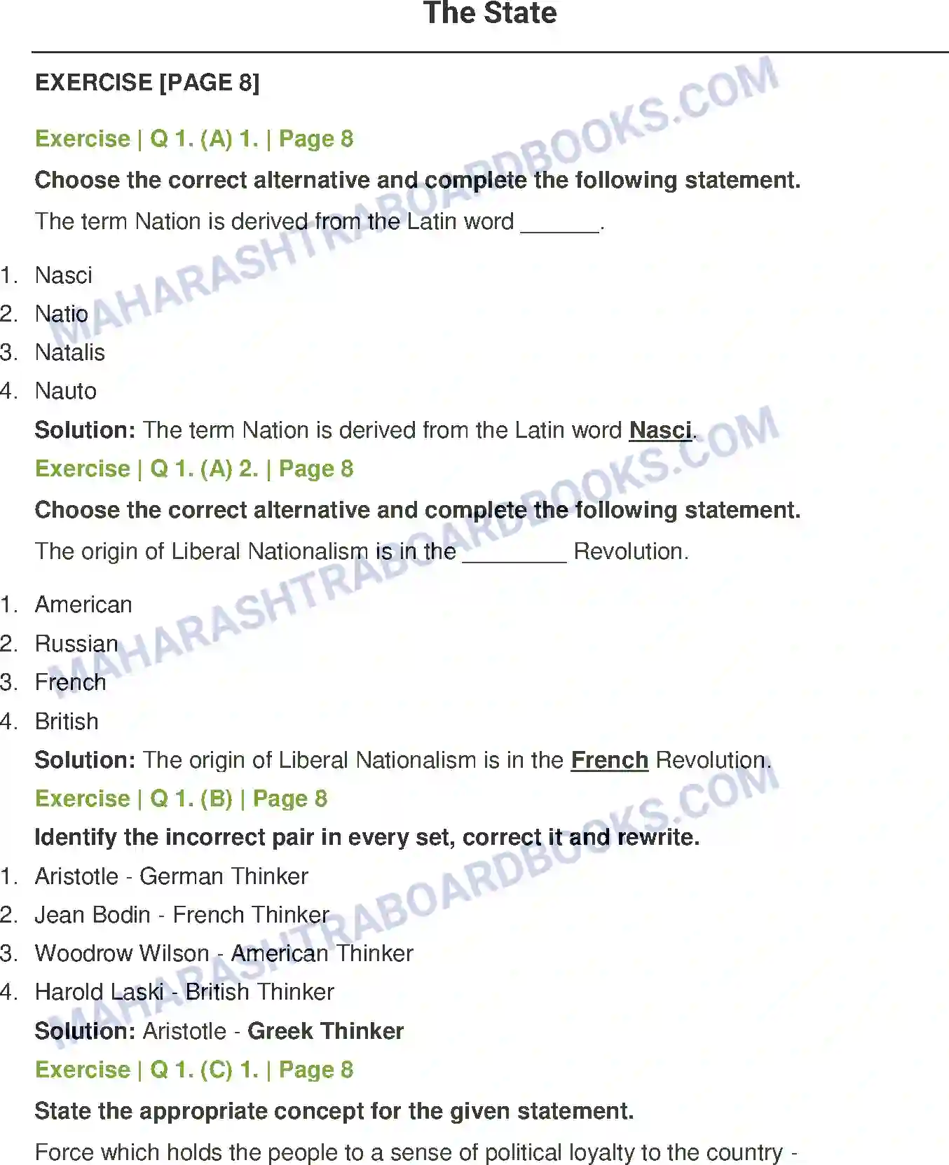 Maharashtra Board Solution Class-11 Political+Science The State Image 1