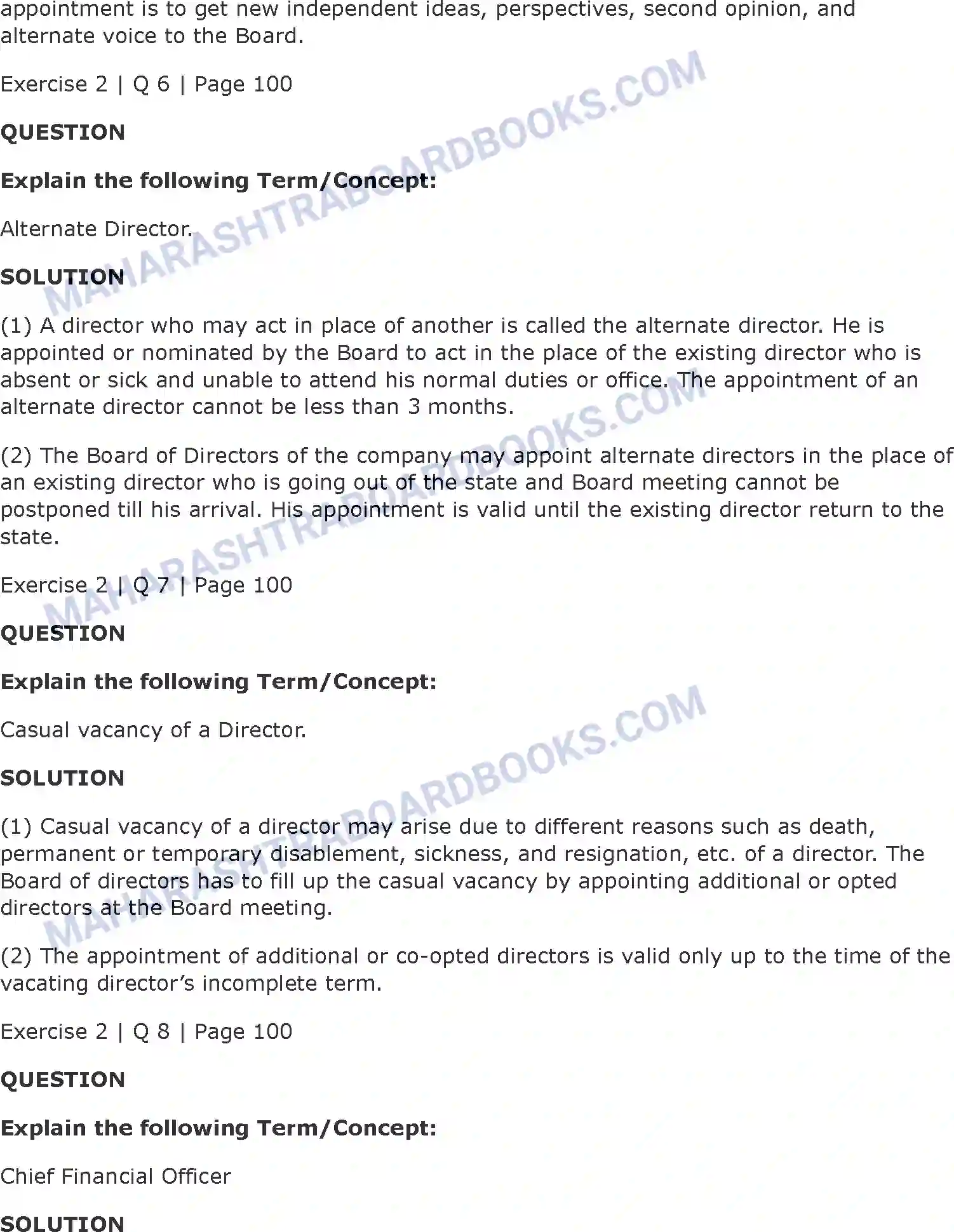 Maharashtra Board Solution Class-11 Secretarial+Practice Directors & Key Managerial Personnel of a Company Image 24