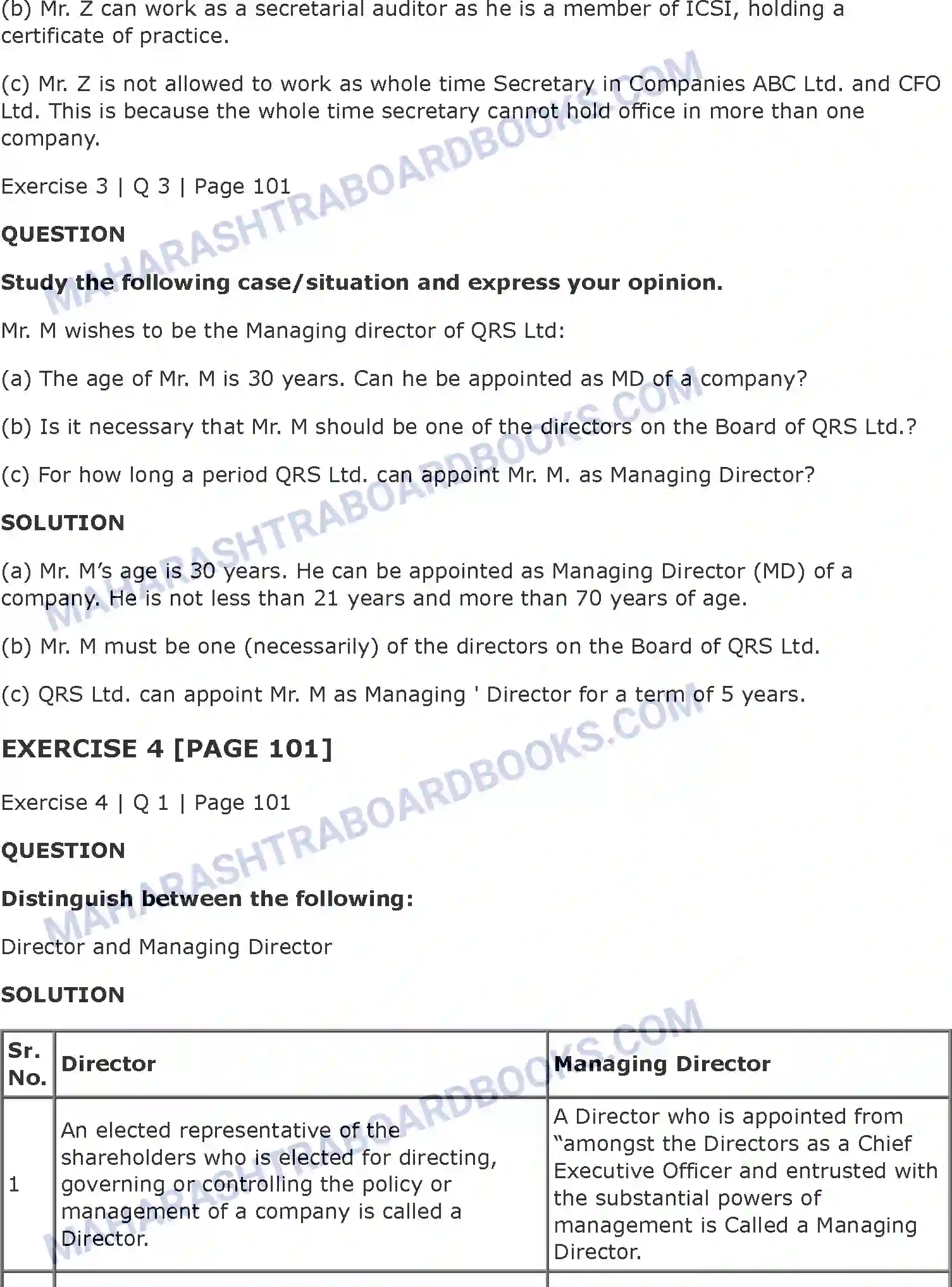 Maharashtra Board Solution Class-11 Secretarial+Practice Directors & Key Managerial Personnel of a Company Image 28