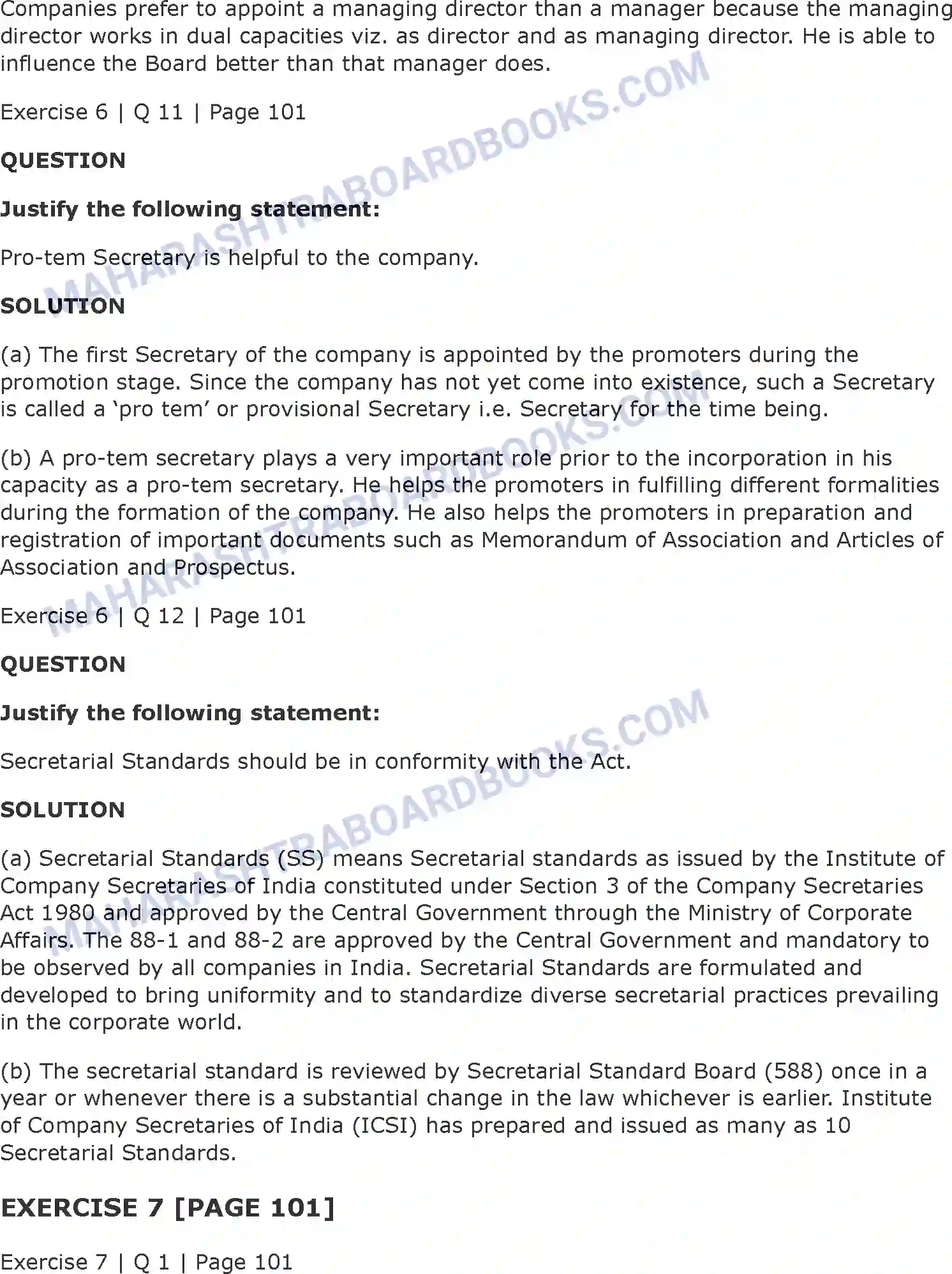 Maharashtra Board Solution Class-11 Secretarial+Practice Directors & Key Managerial Personnel of a Company Image 38