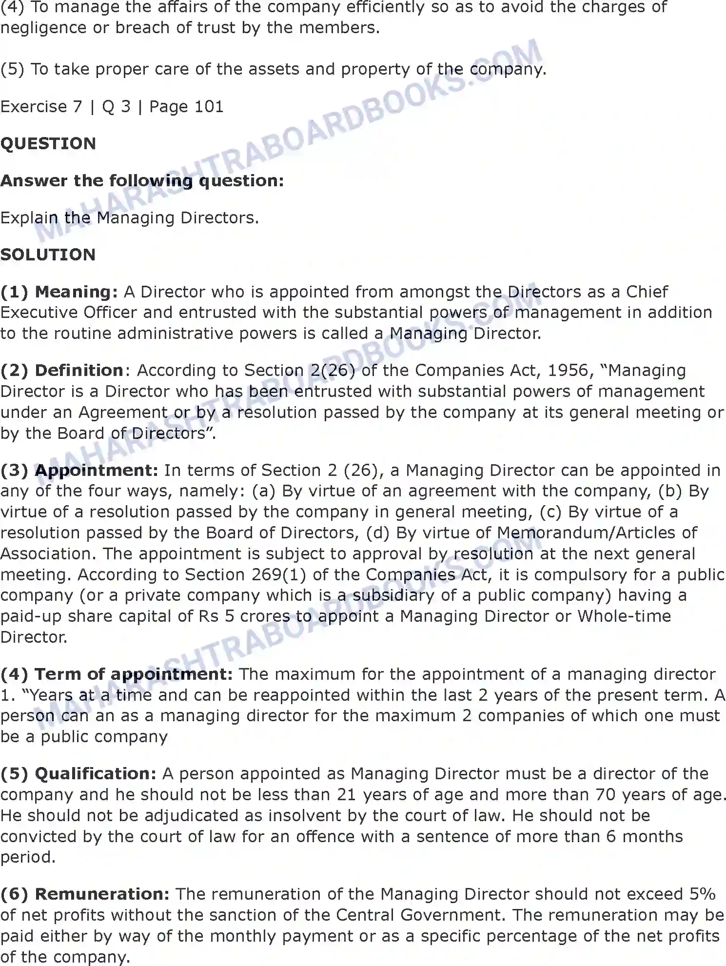 Maharashtra Board Solution Class-11 Secretarial+Practice Directors & Key Managerial Personnel of a Company Image 41