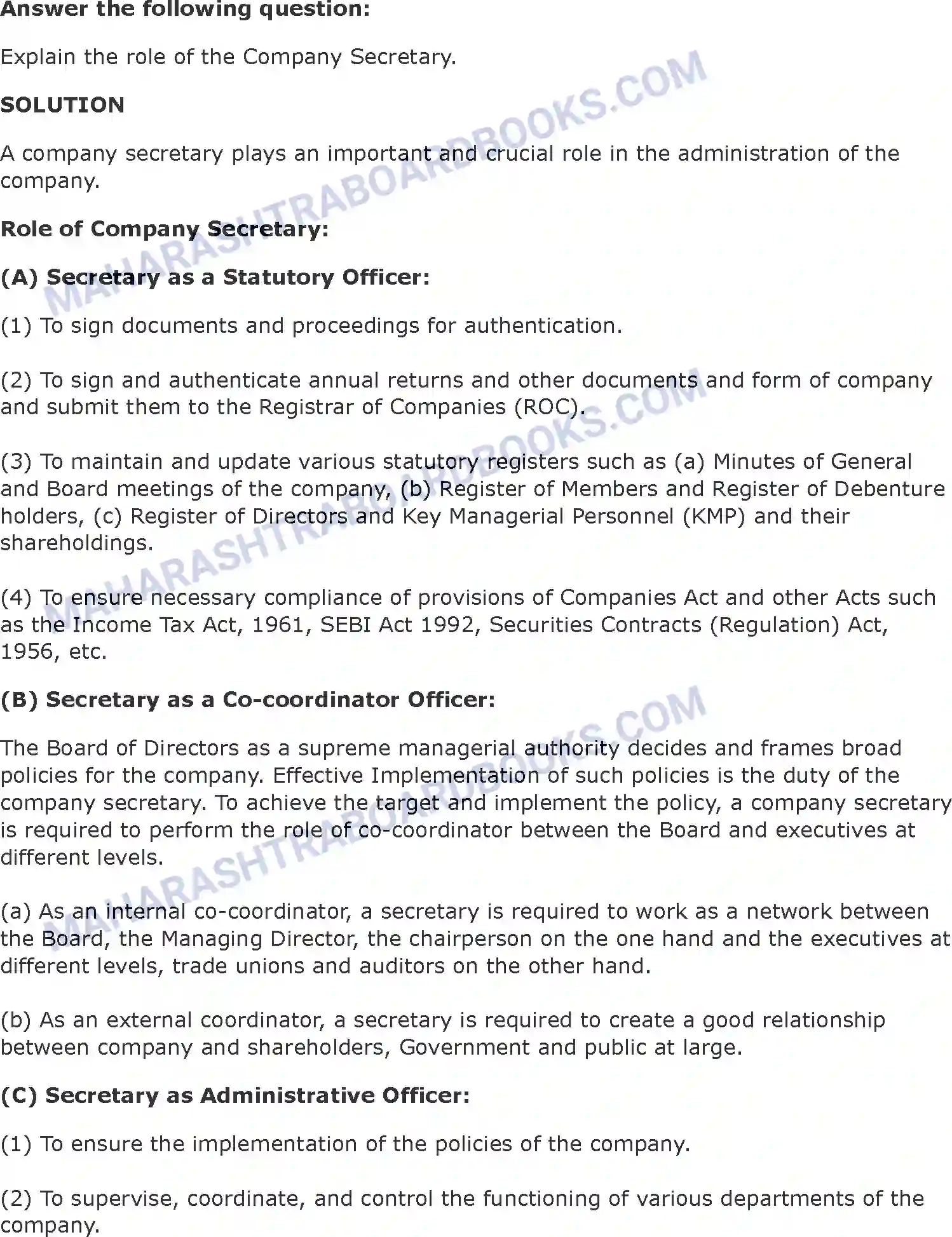 Maharashtra Board Solution Class-11 Secretarial+Practice Directors & Key Managerial Personnel of a Company Image 44