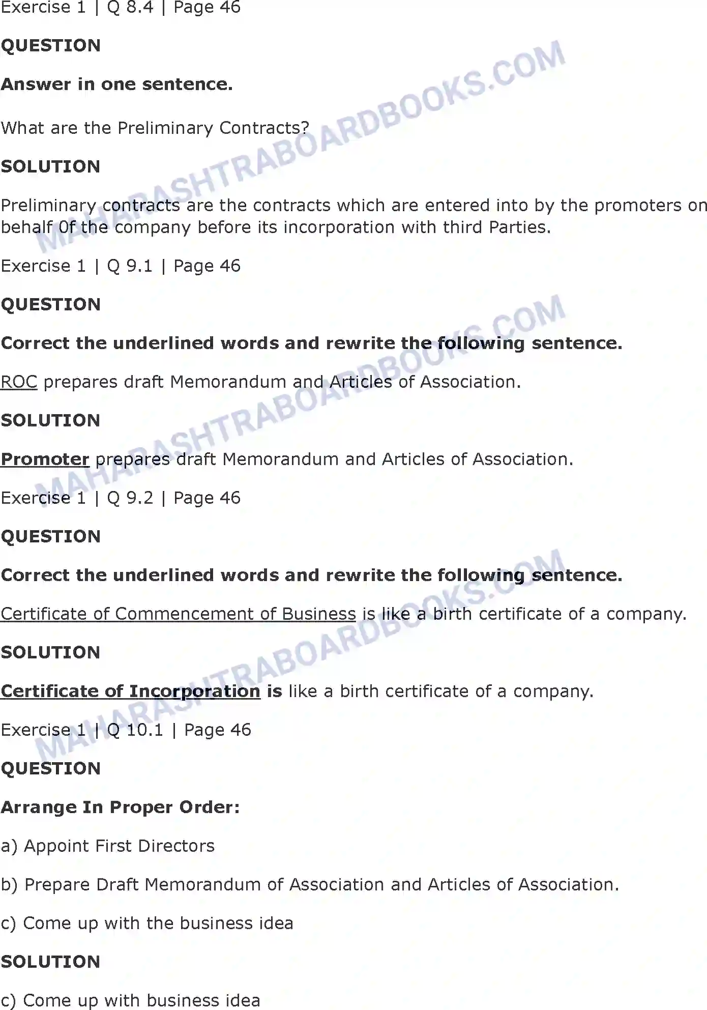 Maharashtra Board Solution class-11 Secretarial+Practice Formation of a Company Image 14