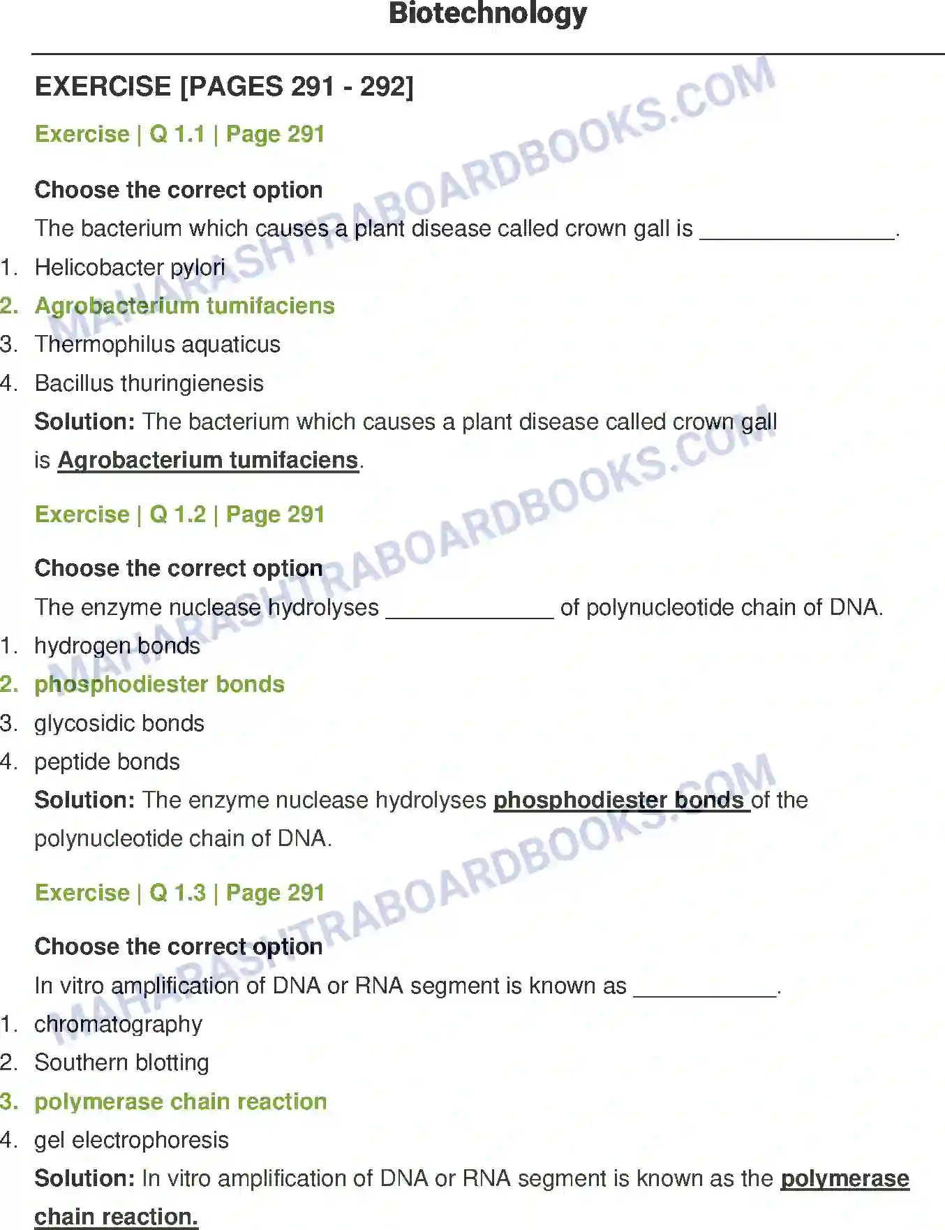 Maharashtra Board Solution Class-12 Biology Biotechnology Image 1