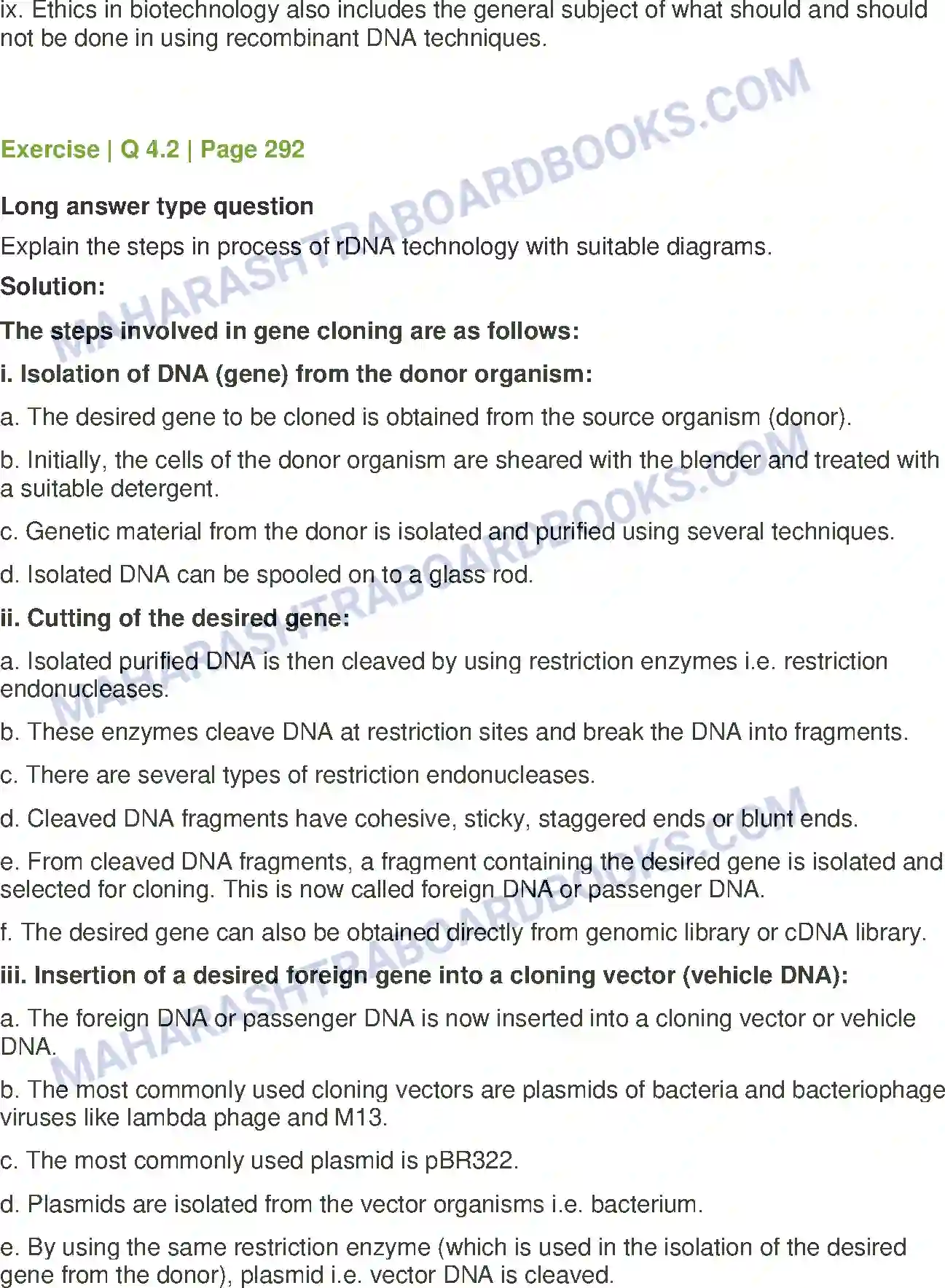 Maharashtra Board Solution Class-12 Biology Biotechnology Image 10