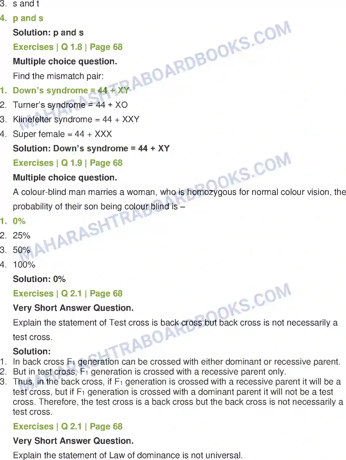 Maharashtra Board Solution Class-12 Biology Inheritance and Variation Image 3