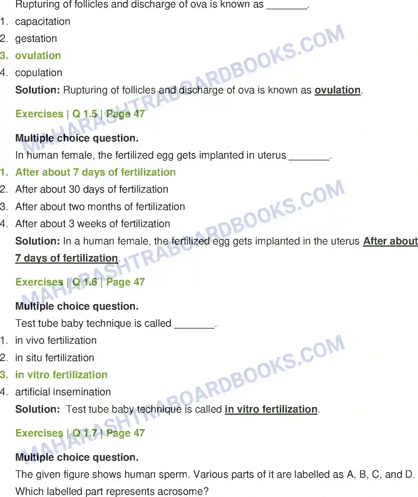 Maharashtra Board Solution Class-12 Biology Reproduction in Lower and Higher Animals Image 2